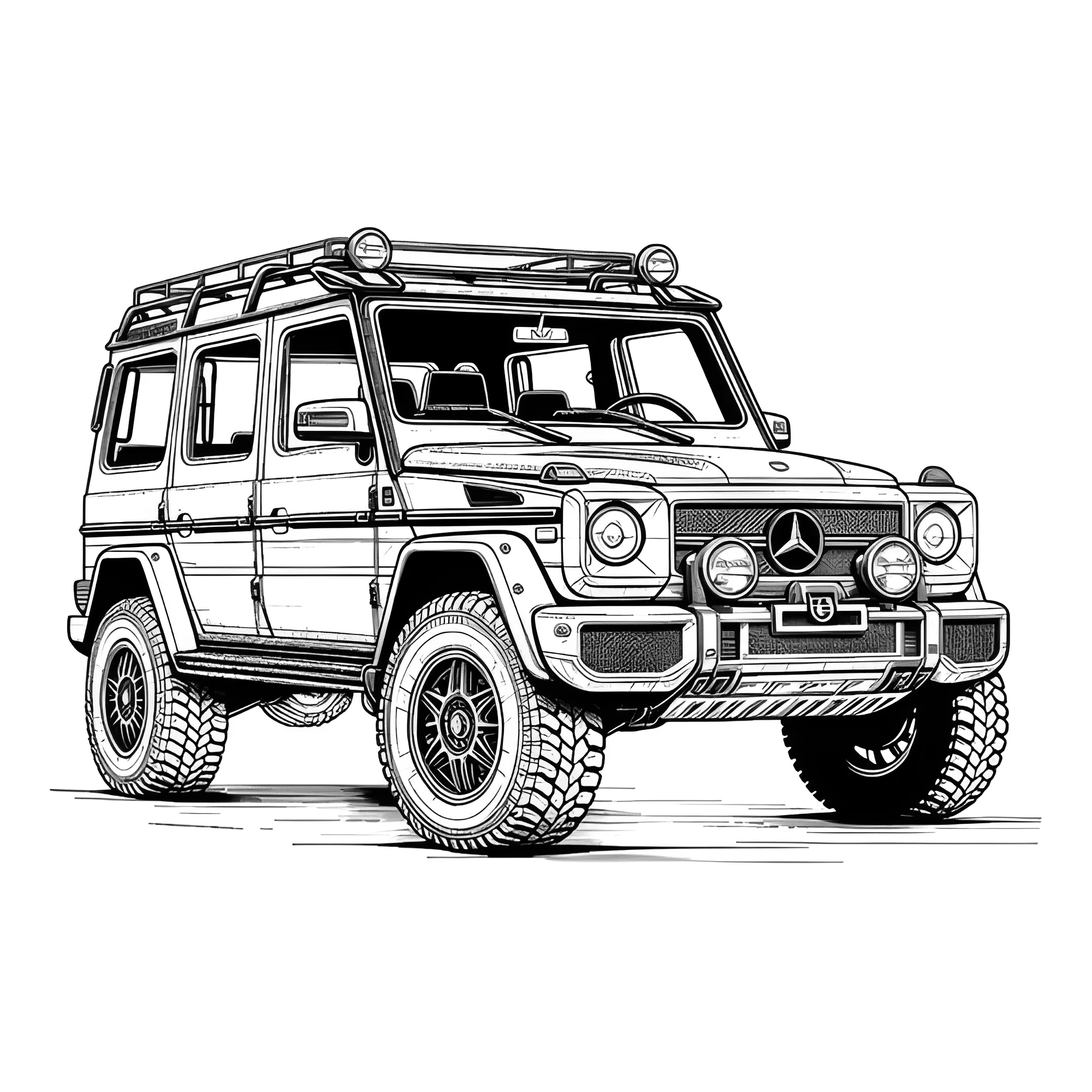 Мерседес Geländewagen №4117. Раскраски машины по маркам. Гелендваген.