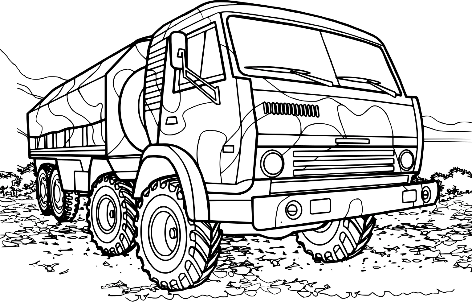 КамАЗ 6350 №3665. Раскраски машины по маркам. КамАЗ.