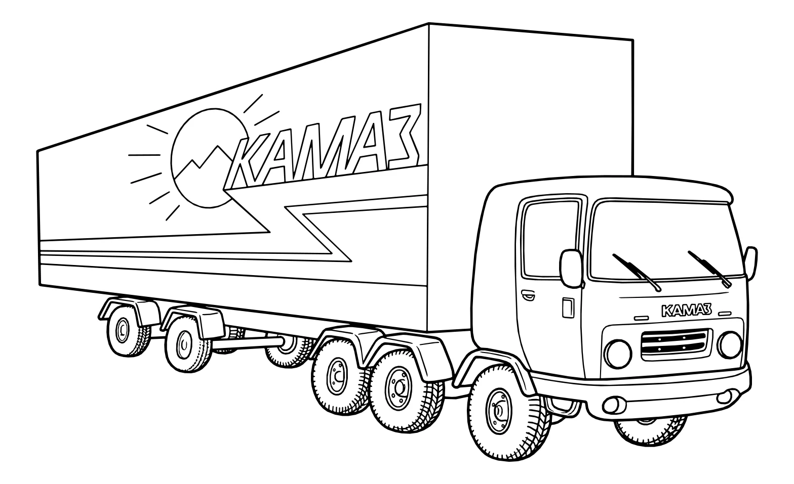 Грузовая машина КАМАЗ №3670. Раскраски машины по маркам. КамАЗ.
