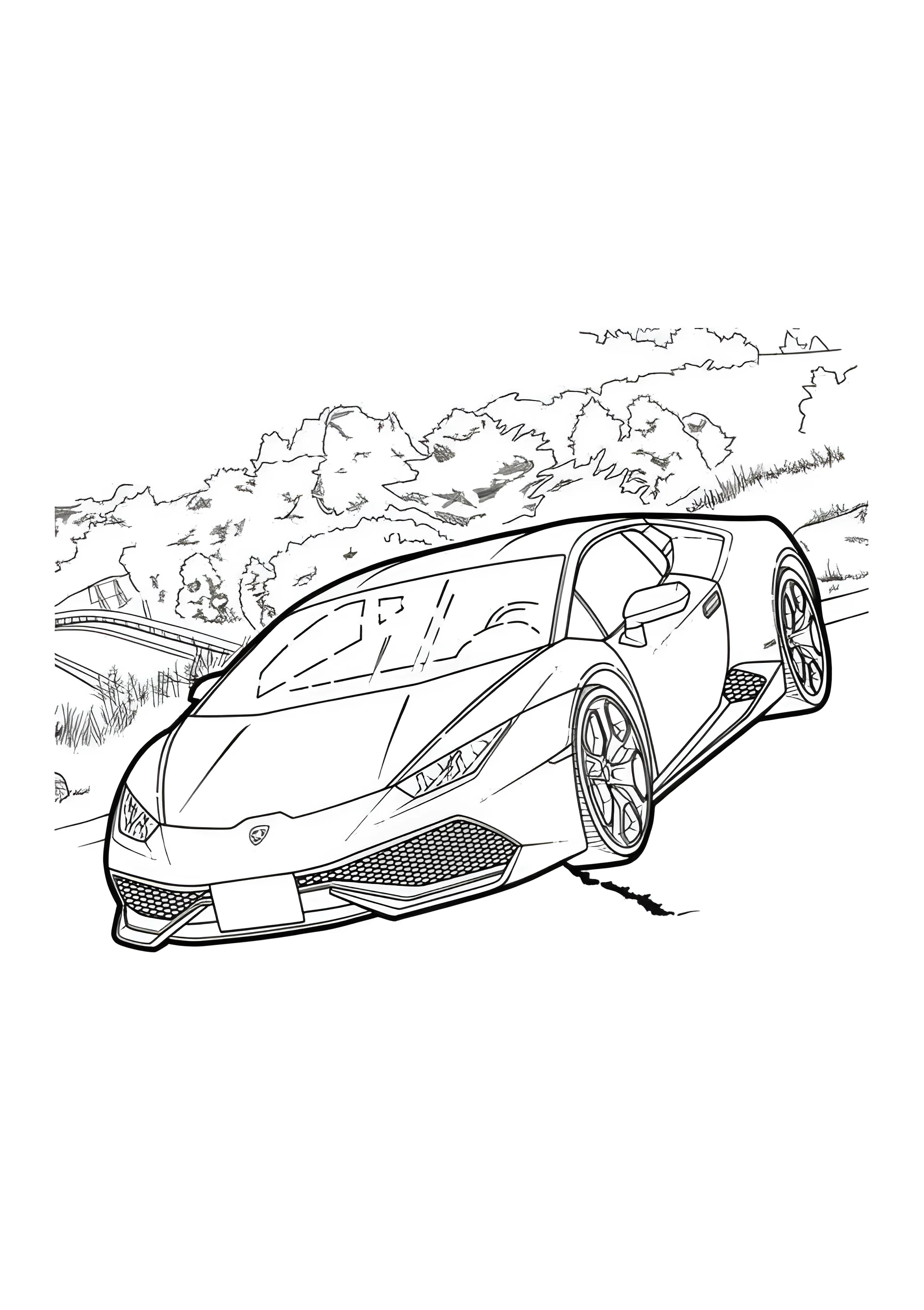 Ламба на трассе №3768. Раскраски машины по маркам. Ламборджини Lamborghini.