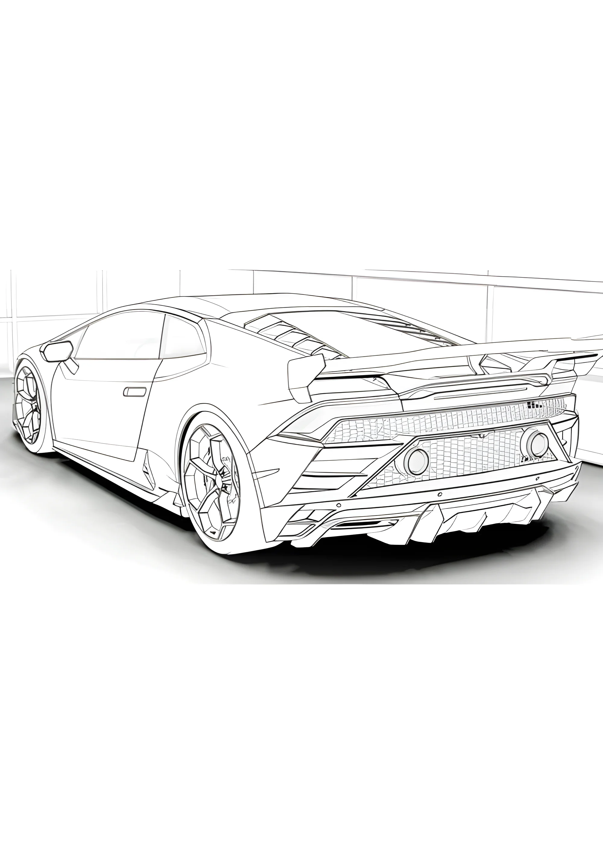 Ламборгини со спойлером №3765. Раскраски машины по маркам. Ламборджини Lamborghini.