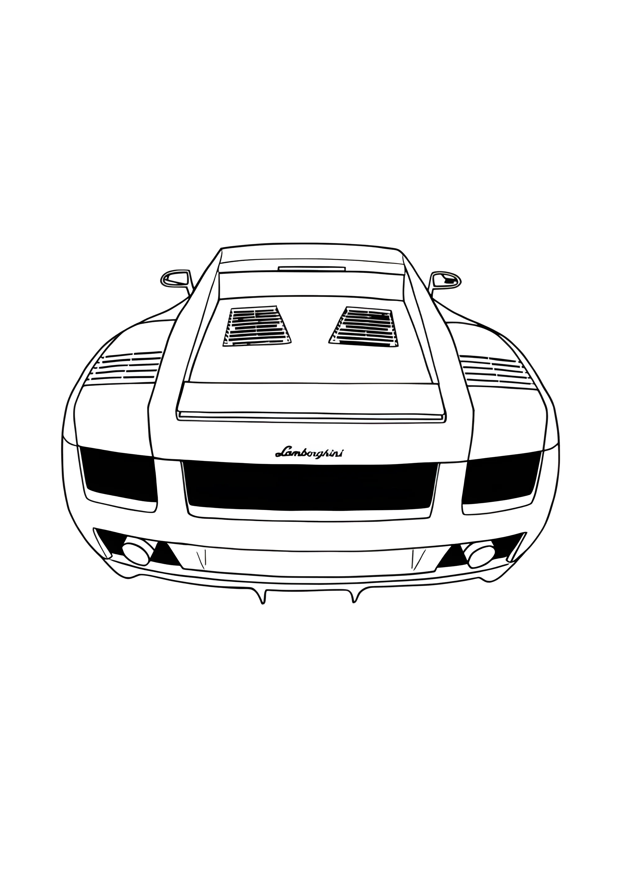 Ламба вид сзади №3792. Раскраски машины по маркам. Ламборджини Lamborghini.