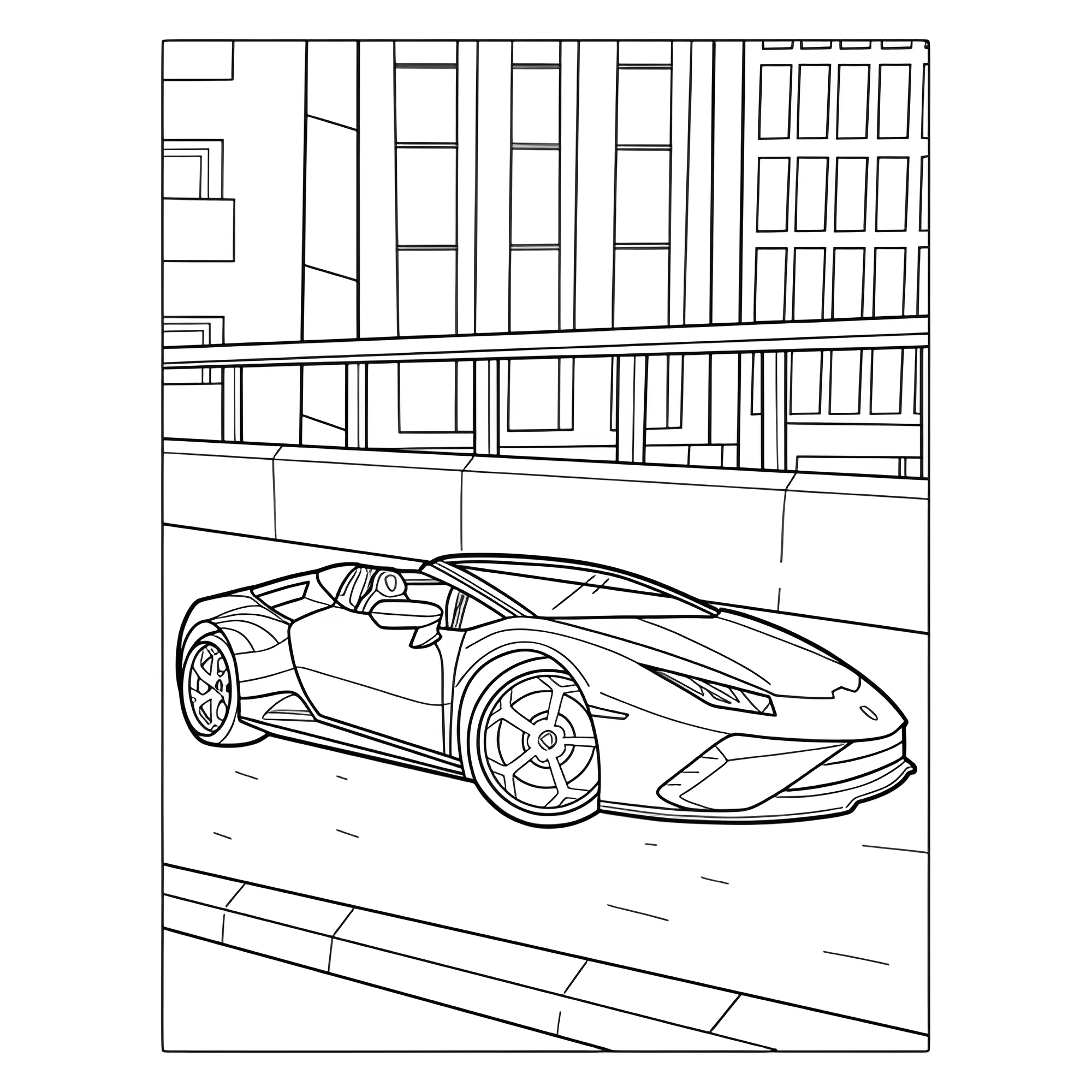 Ламборгини Aventador в городе №3706. Раскраски машины по маркам. Ламборджини Lamborghini.