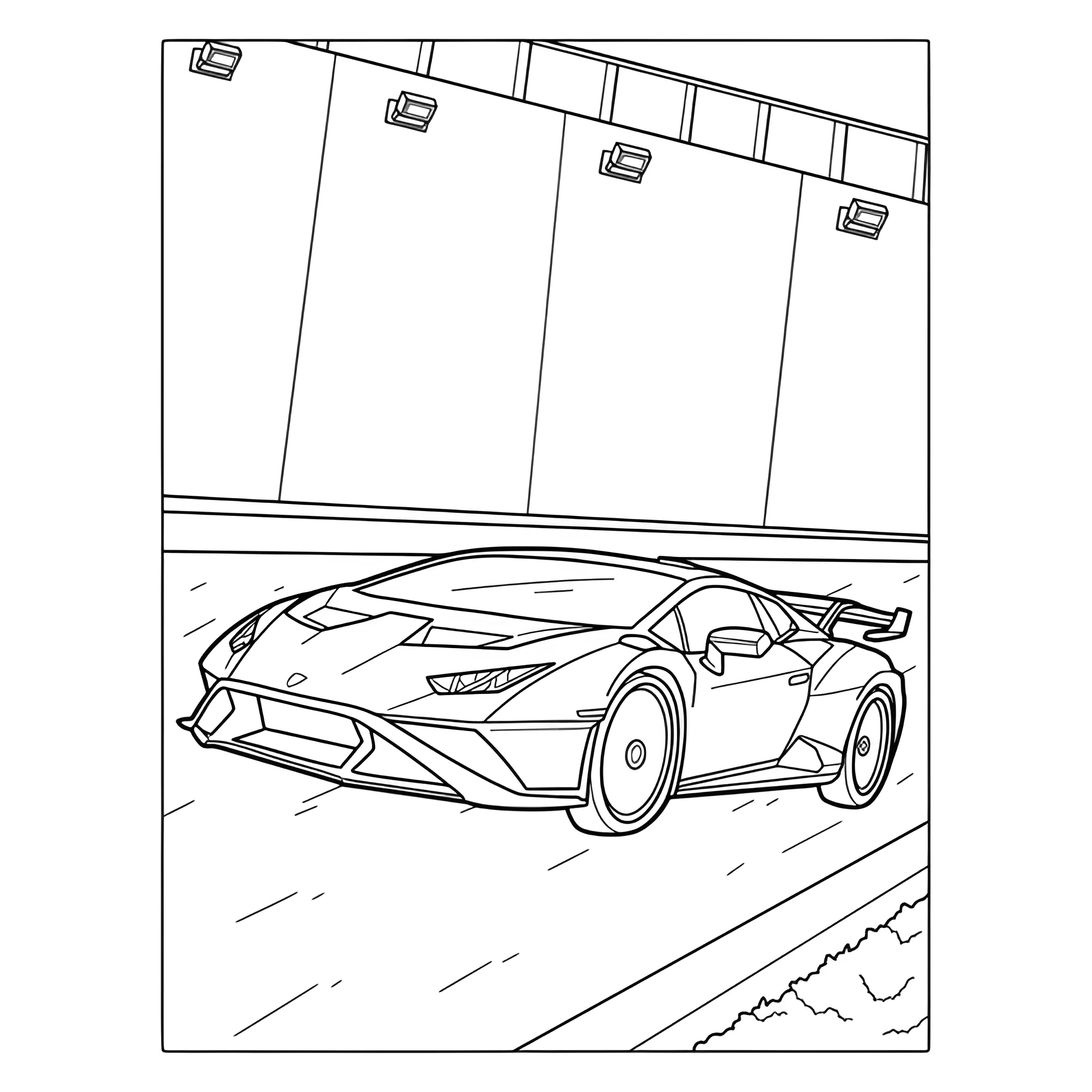 Ламборгини Huracan на шоссе №3710. Раскраски машины по маркам. Ламборджини Lamborghini.