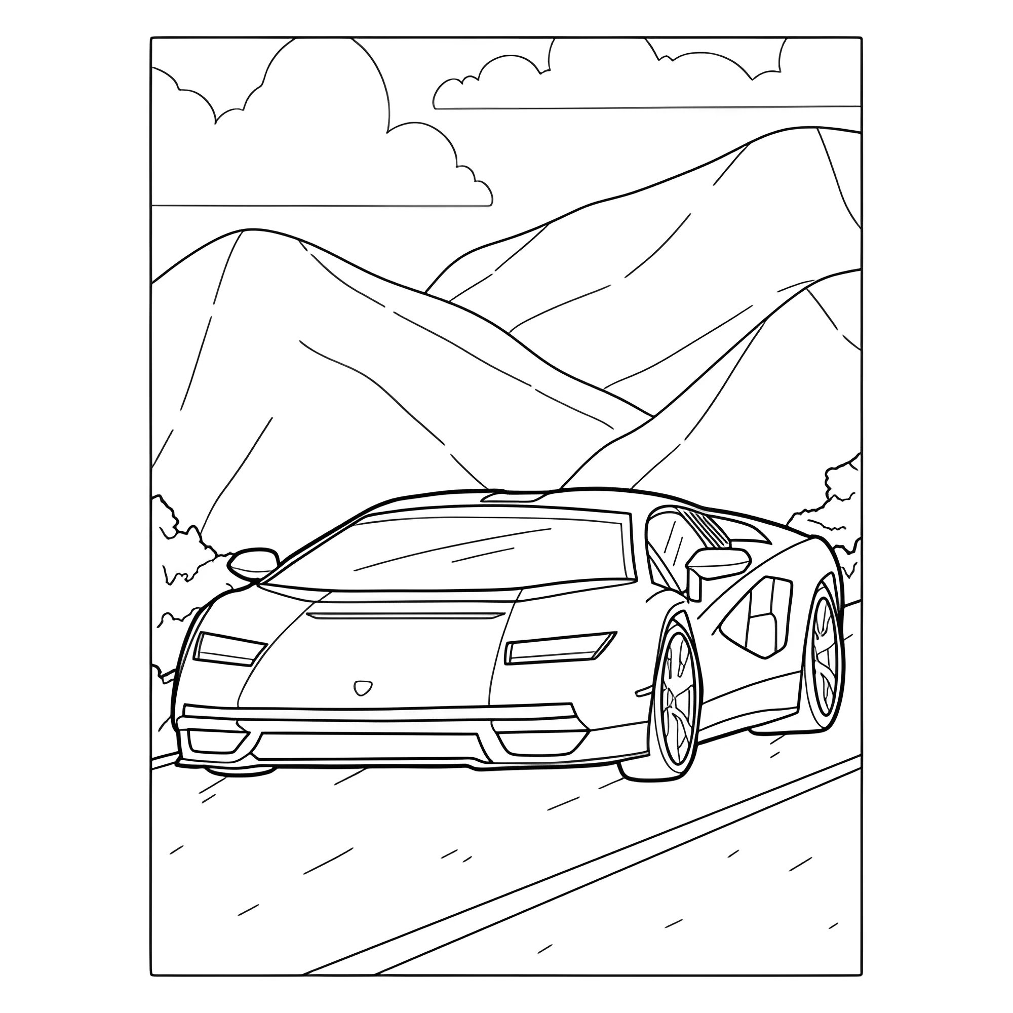 Ламборгини в горах №3713. Раскраски машины по маркам. Ламборджини Lamborghini.