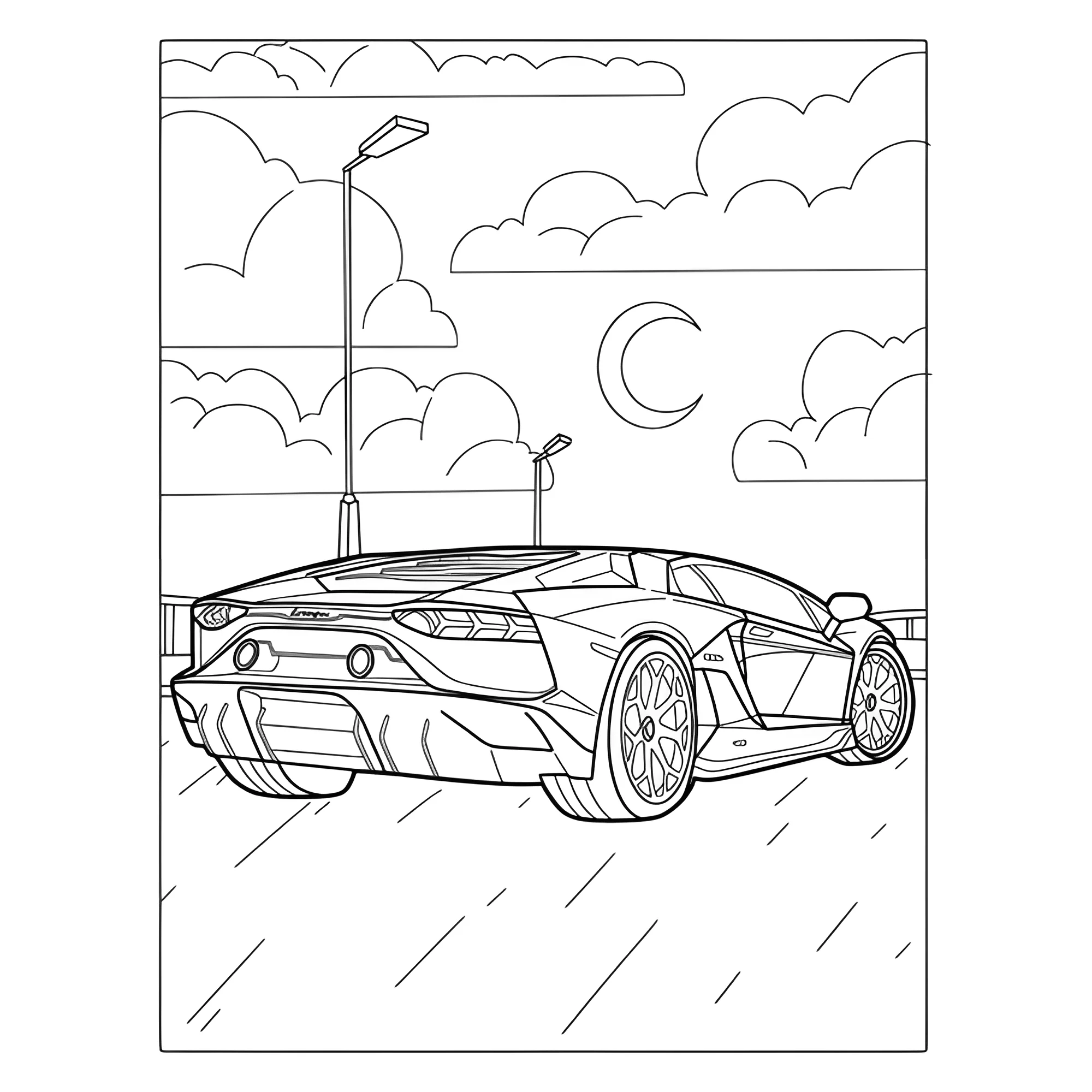 Ламборгини вид сзади №3708. Раскраски машины по маркам. Ламборджини Lamborghini.
