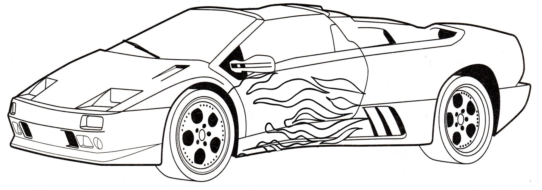 Диабло с рисунком огня №3731. Раскраски машины по маркам. Ламборджини Lamborghini.