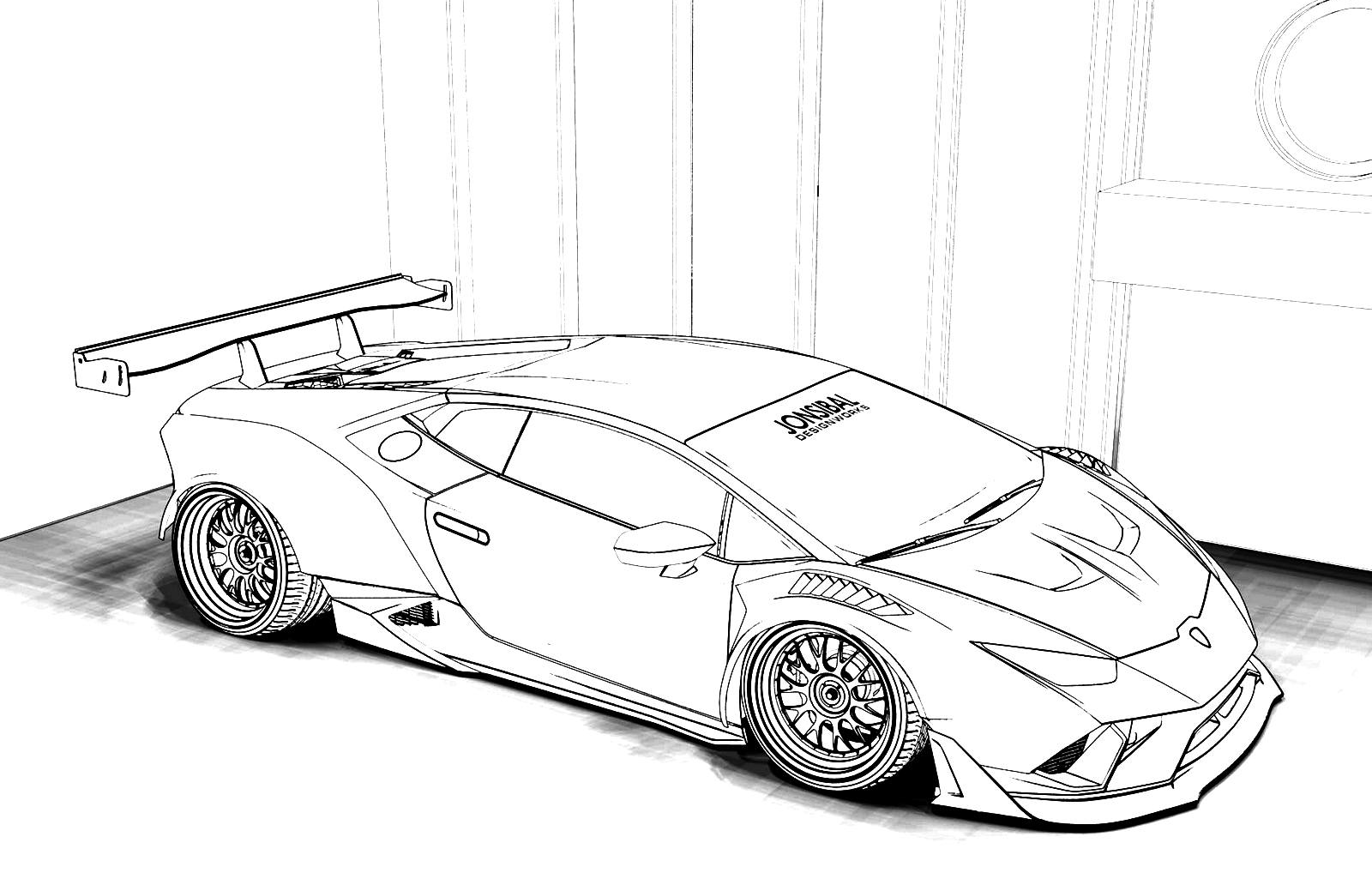 Ламборджини в гараже №3722. Раскраски машины по маркам. Ламборджини Lamborghini.