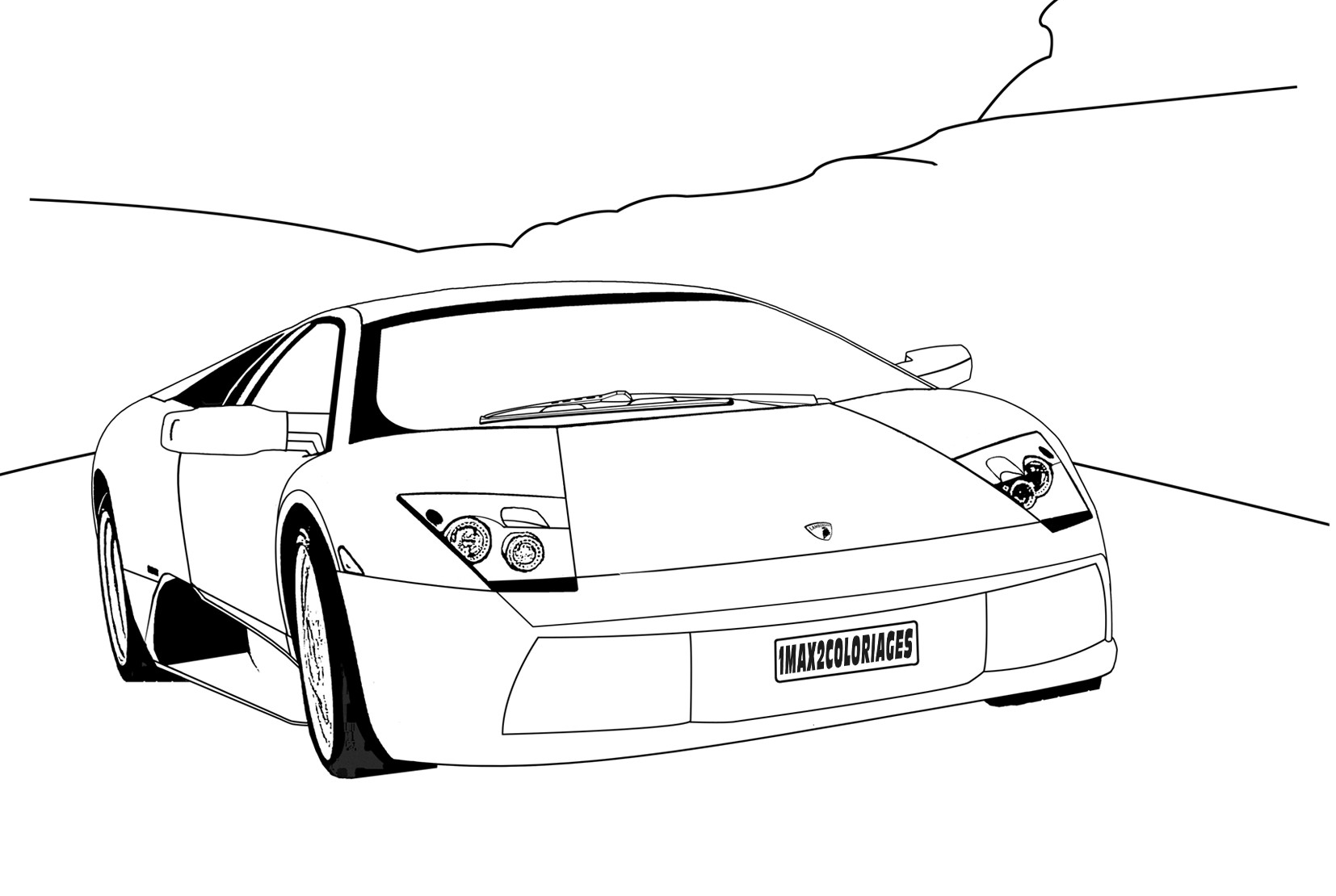 Ламборджини на дороге №3717. Раскраски машины по маркам. Ламборджини Lamborghini.