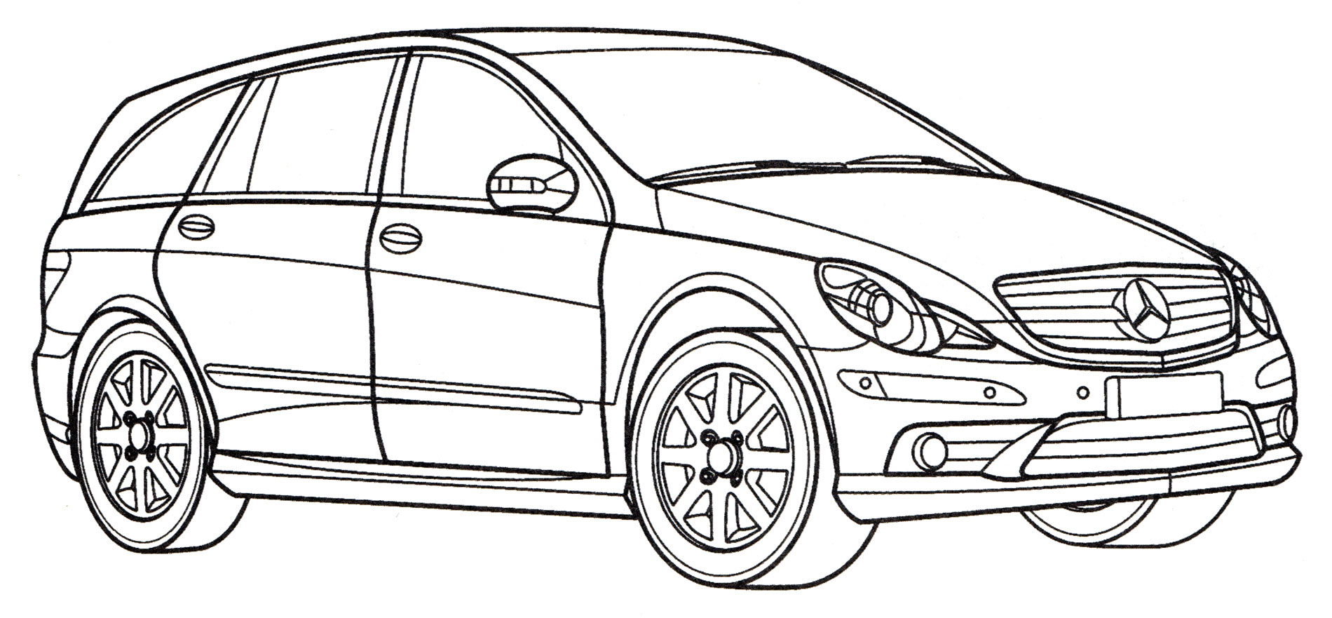 Mercedes R 350 CDI №4064. Раскраски машины по маркам. Мерседес.