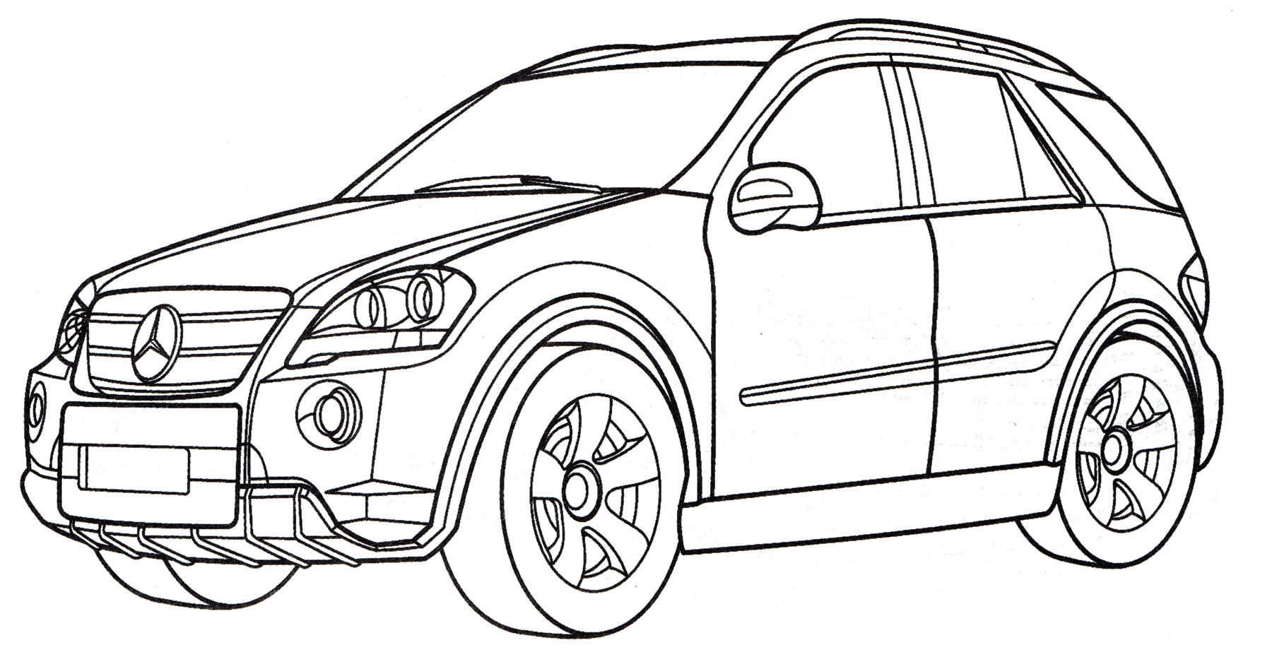 Mercedes Benz ML 350 №4066. Раскраски машины по маркам. Мерседес.