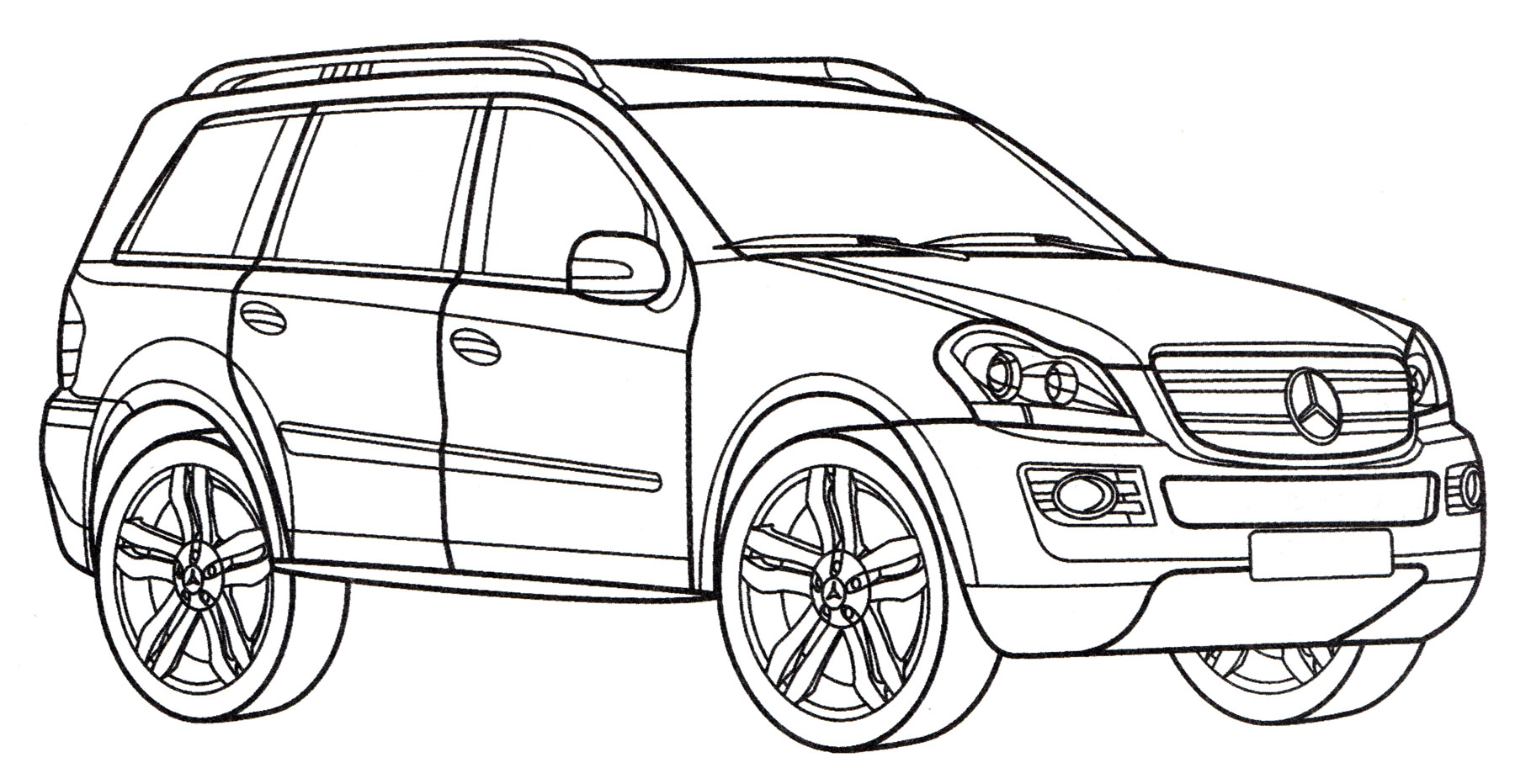 Mercedes GL 500 №4069. Раскраски машины по маркам. Мерседес.