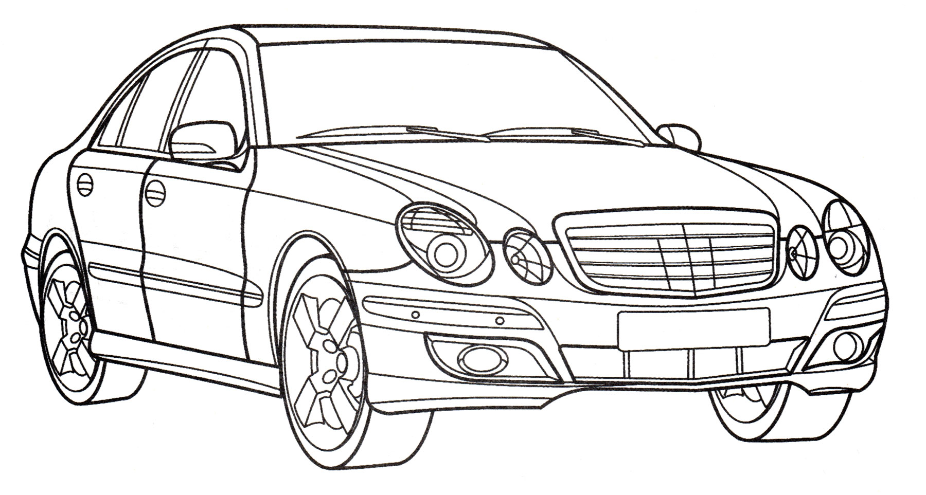 Mercedes E350 №4072. Раскраски машины по маркам. Мерседес.