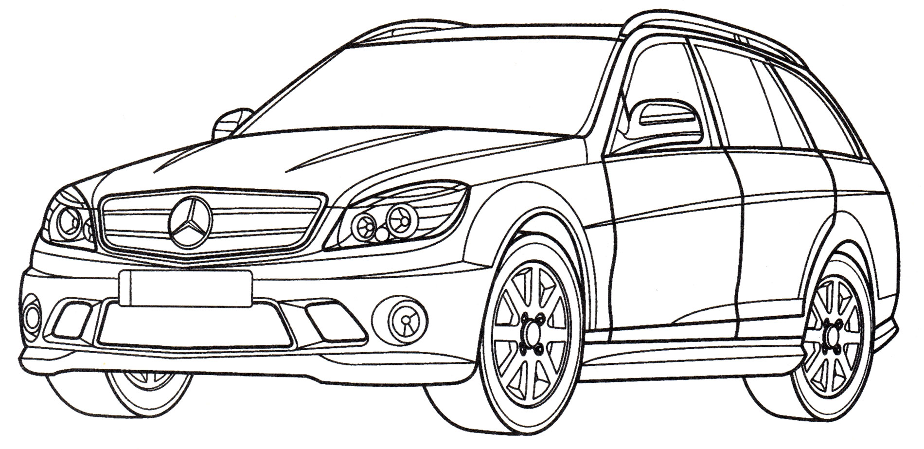 Mercedes C63 AMG №4076. Раскраски машины по маркам. Мерседес.