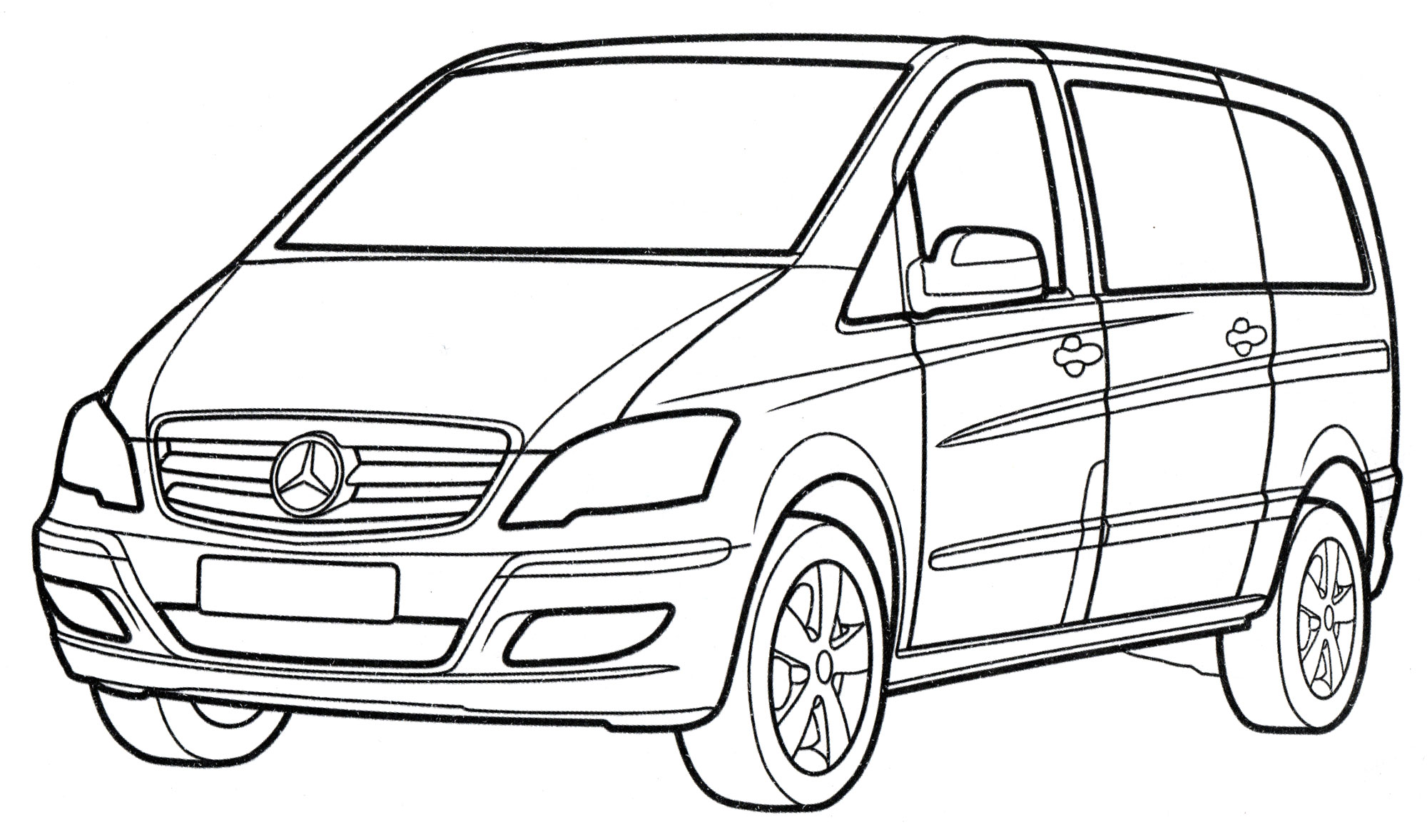 Mercedes Viano №4088. Раскраски машины по маркам. Мерседес.