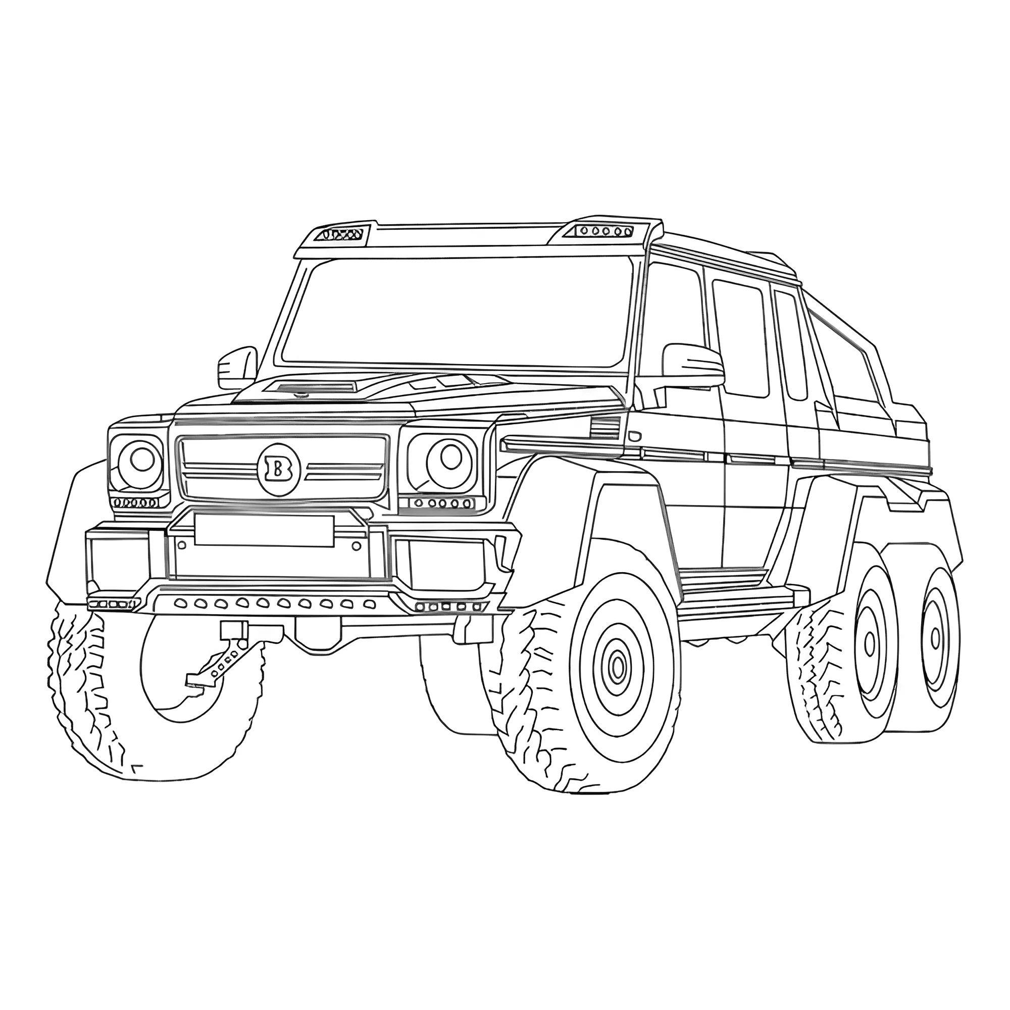 Гелендваген G63 6x6 AMG BRABUS 700 №3947. Раскраски машины по маркам. Мерседес.