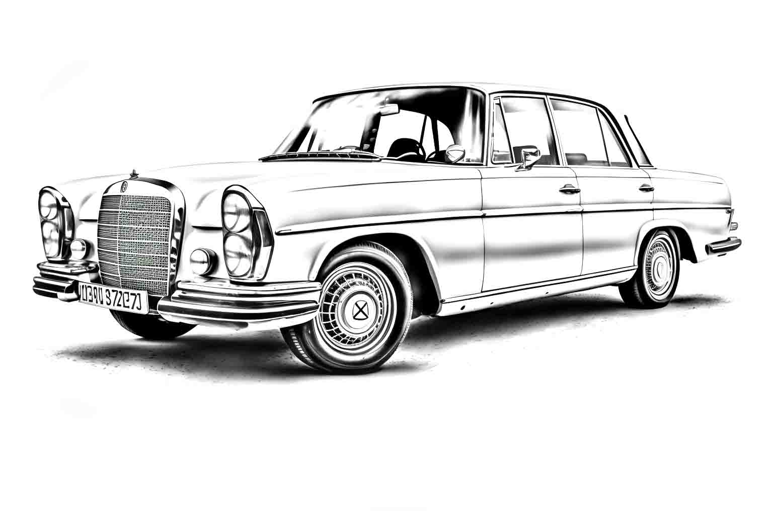 Mercedes-Benz 280 SE W111 №4032. Раскраски машины по маркам. Мерседес.