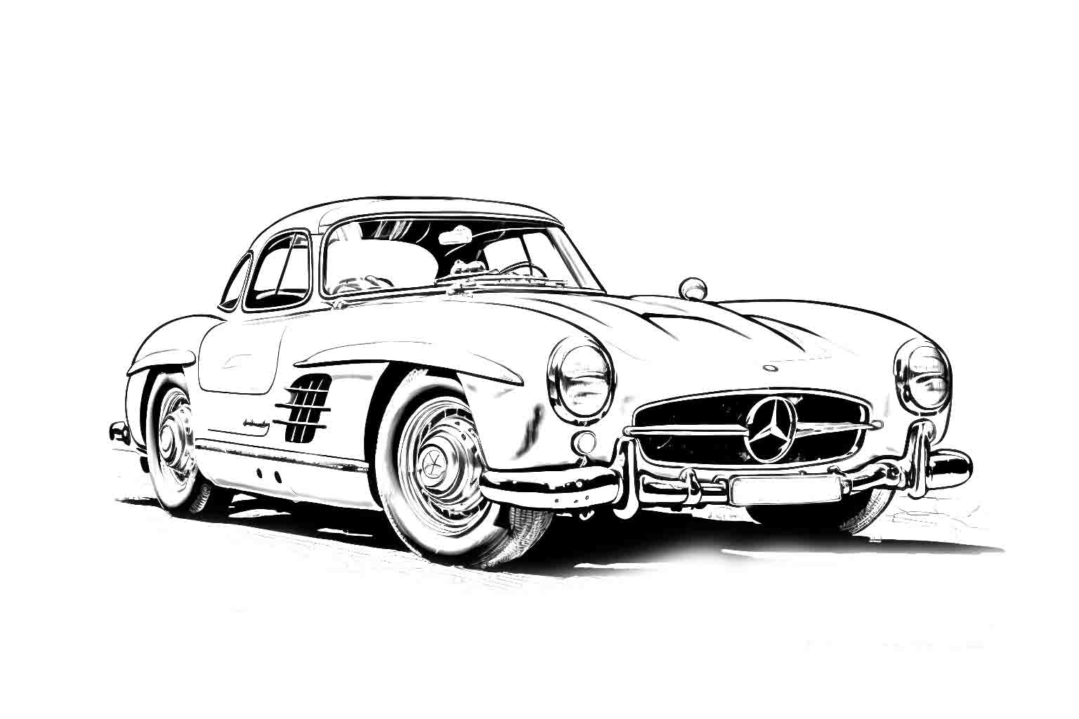 Mercedes-Benz 300 SL 1955 №4029. Раскраски машины по маркам. Мерседес.