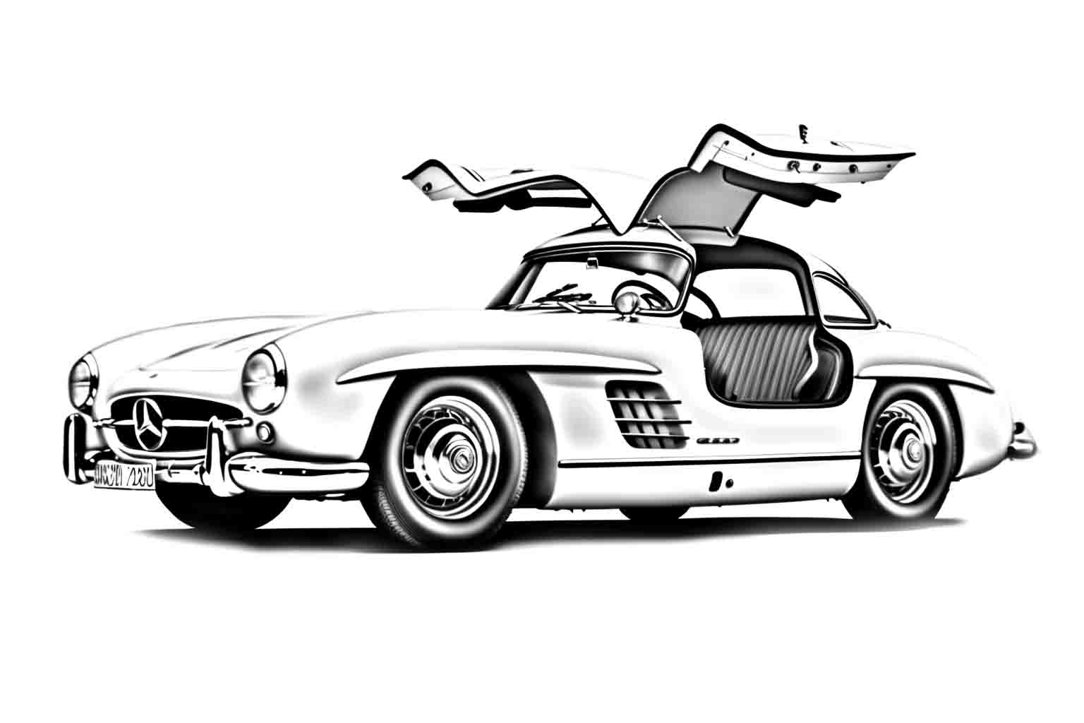 Mercedes-Benz 300 SL 1955 №4030. Раскраски машины по маркам. Мерседес.