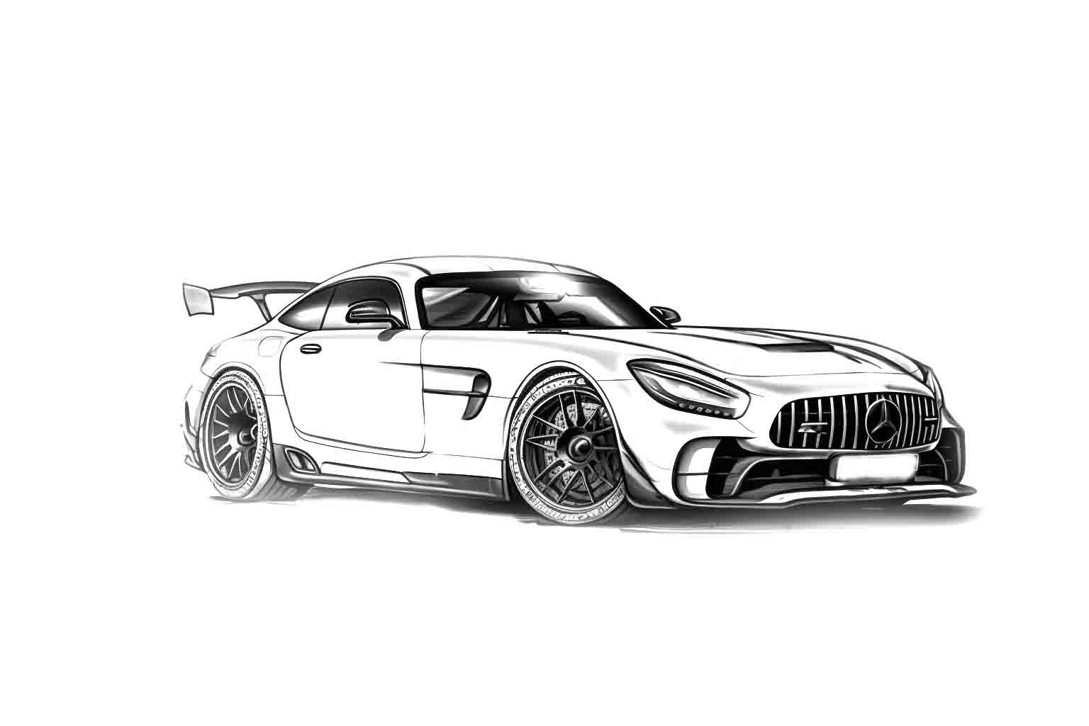Mercedes Benz AMG GT-R №4024. Раскраски машины по маркам. Мерседес.