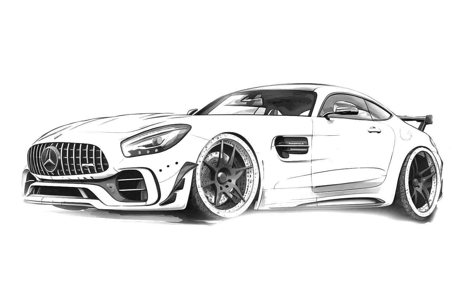 Mercedes Benz AMG GT-R №4025. Раскраски машины по маркам. Мерседес.