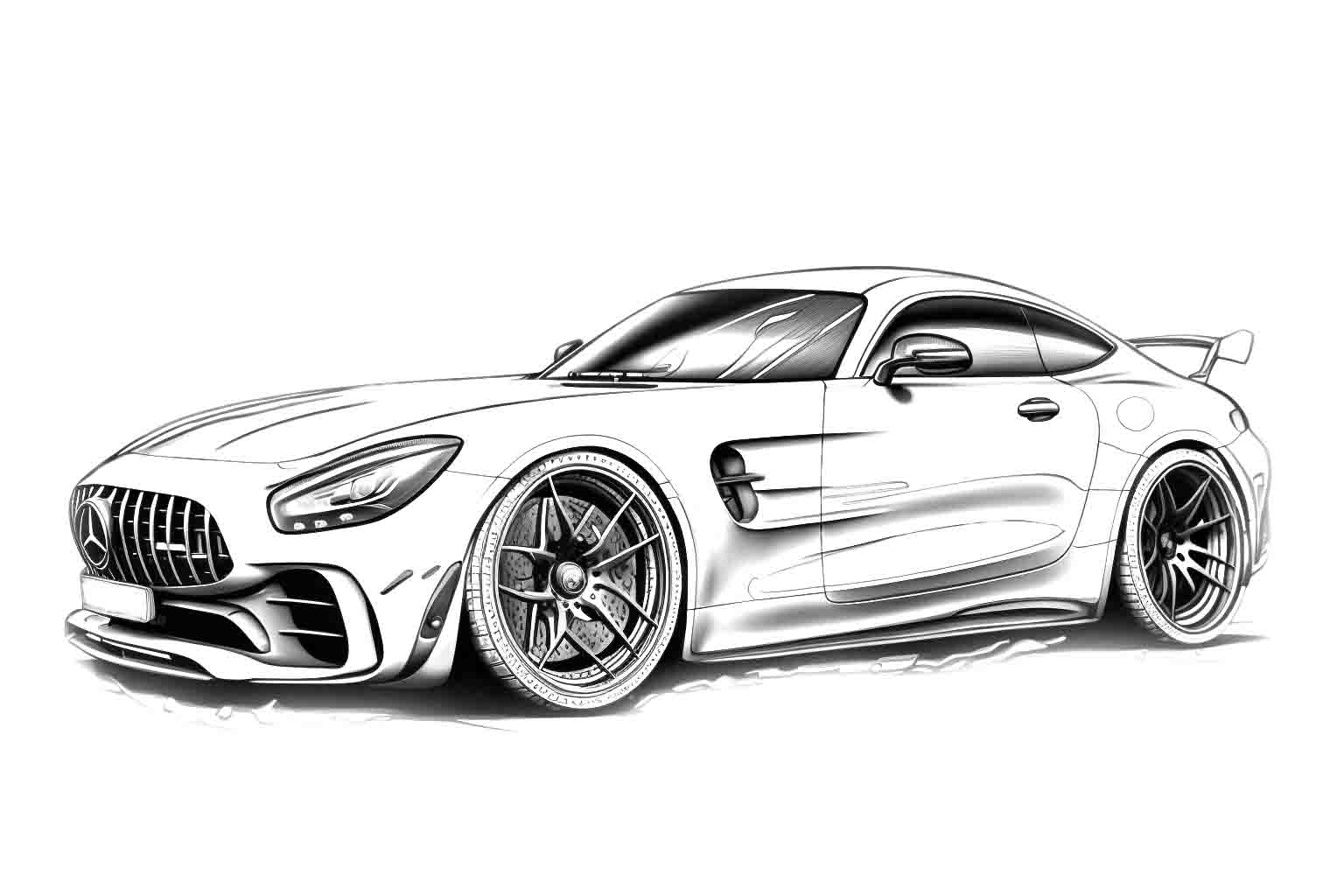 Mercedes Benz AMG GT-R №4027. Раскраски машины по маркам. Мерседес.