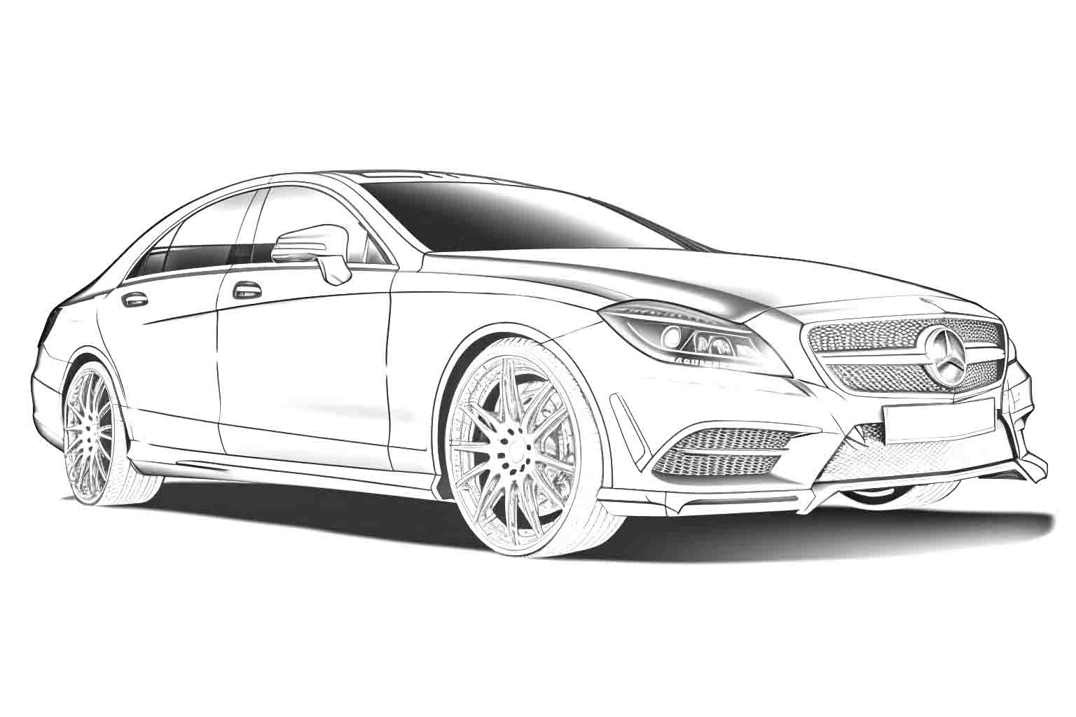 Mercedes Benz CLS AMG №4033. Раскраски машины по маркам. Мерседес.