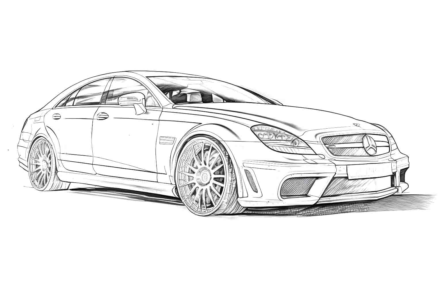 Mercedes Benz CLS AMG №4035. Раскраски машины по маркам. Мерседес.