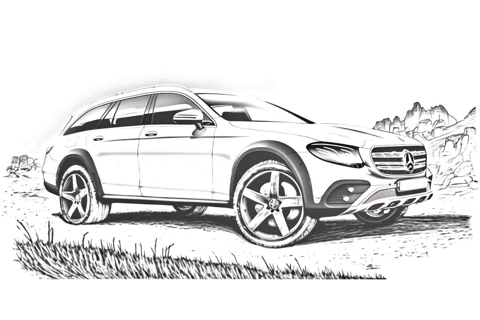 Mercedes-Benz E-Class All-terrain №4034. Раскраски машины по маркам. Мерседес.