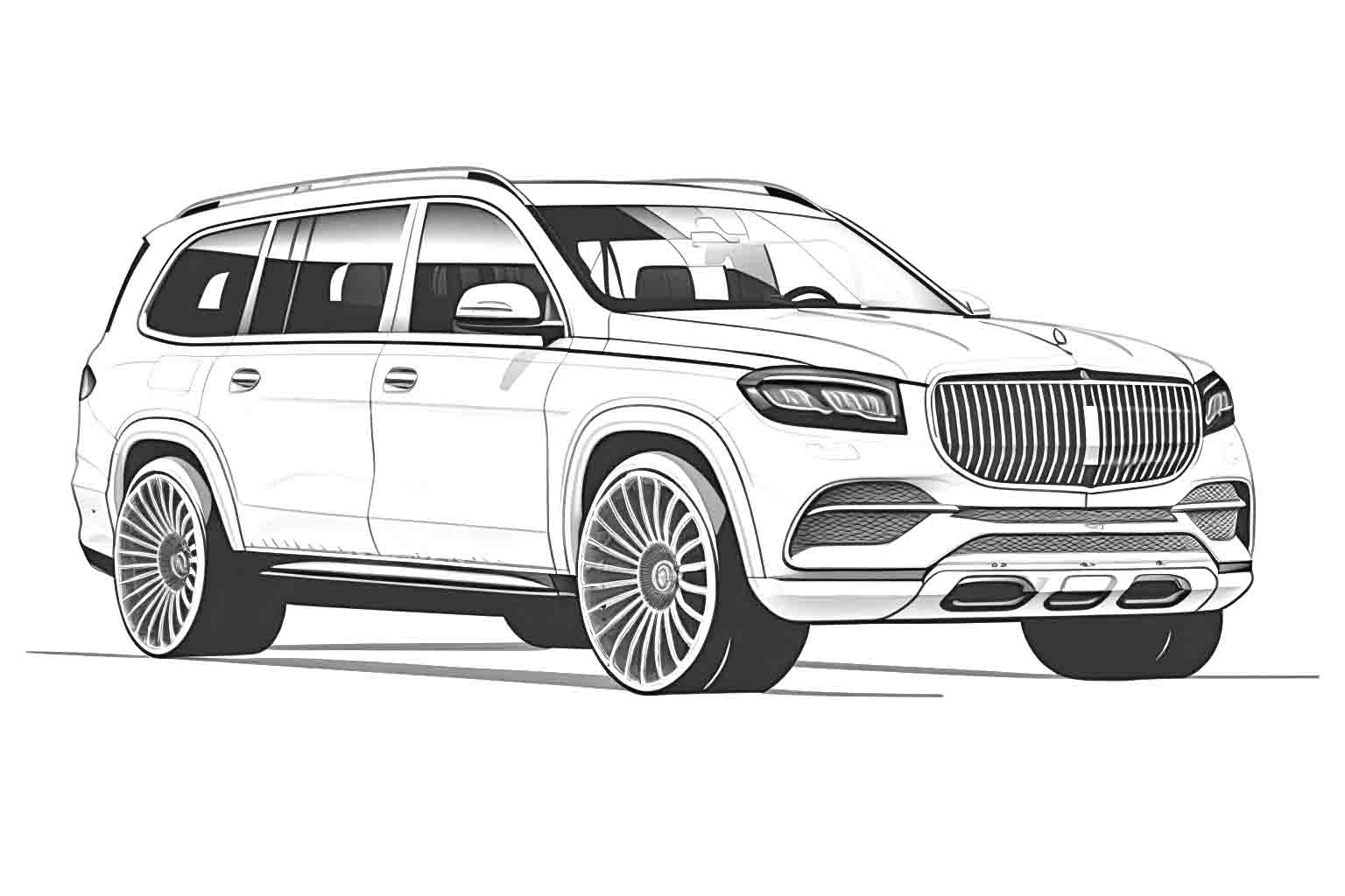Mercedes Benz GLS Maybach №4048. Раскраски машины по маркам. Мерседес.