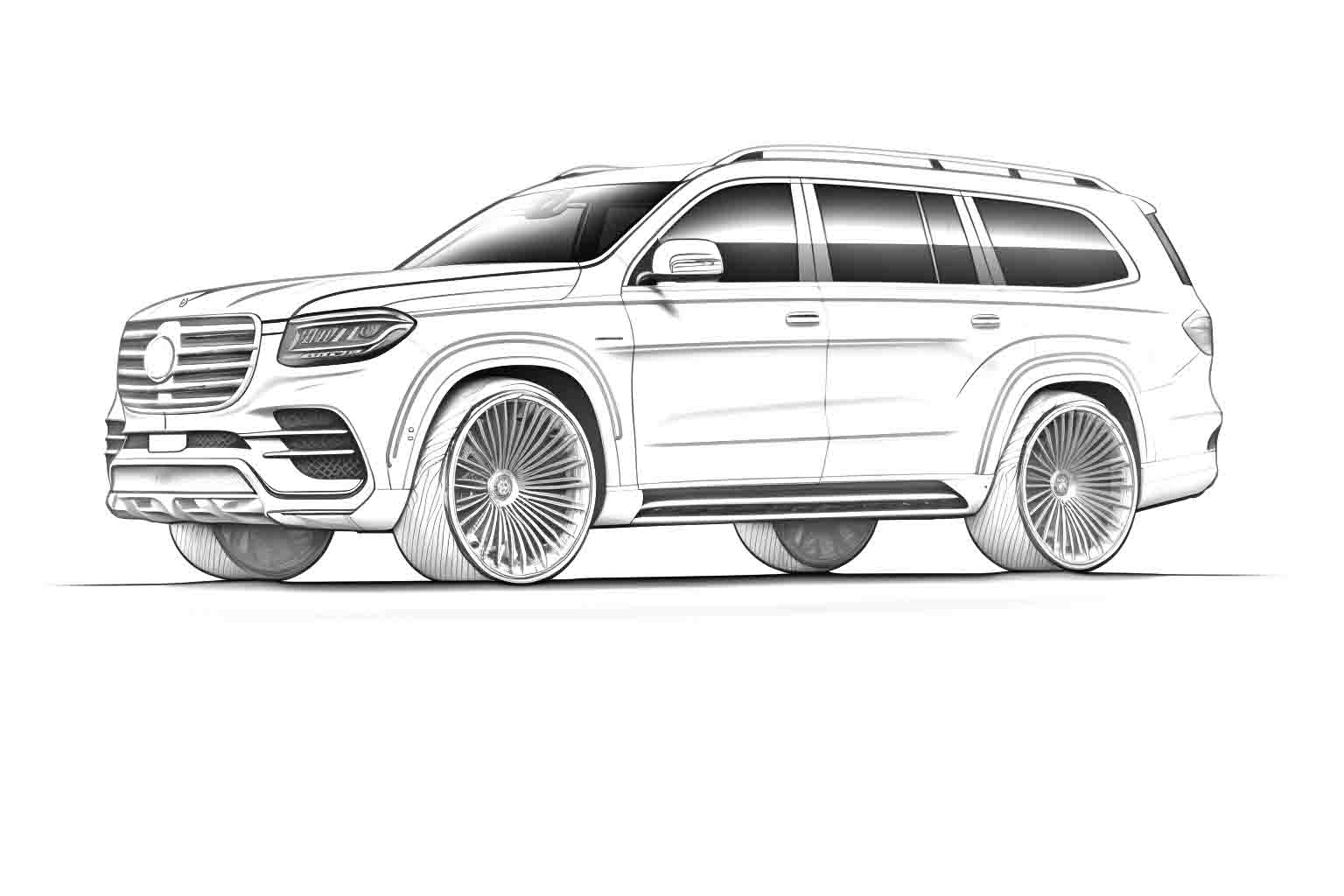 Mercedes Benz GLS Maybach №4049. Раскраски машины по маркам. Мерседес.