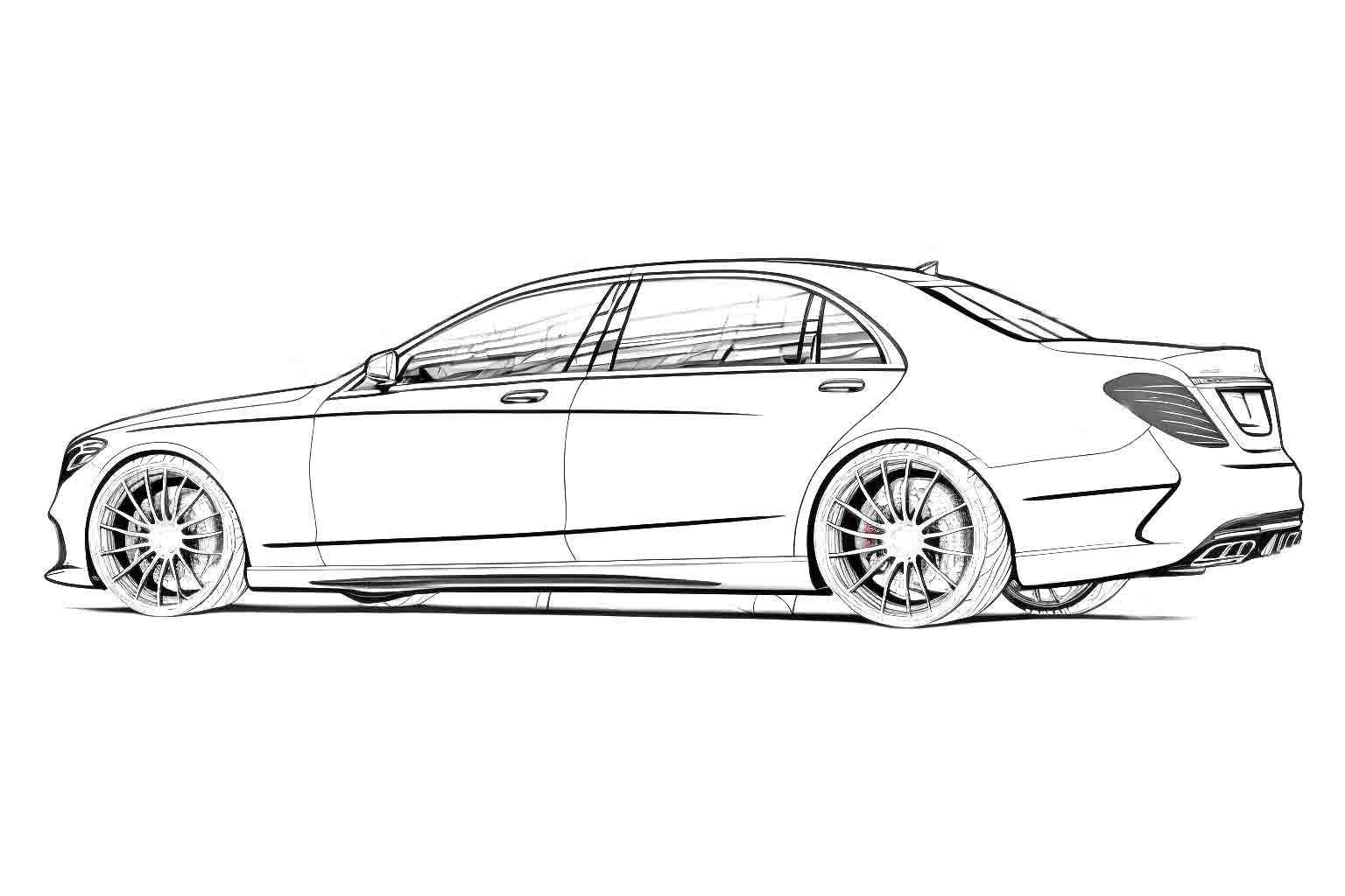 Mercedes-Benz S-class AMG 2023 №4050. Раскраски машины по маркам. Мерседес.