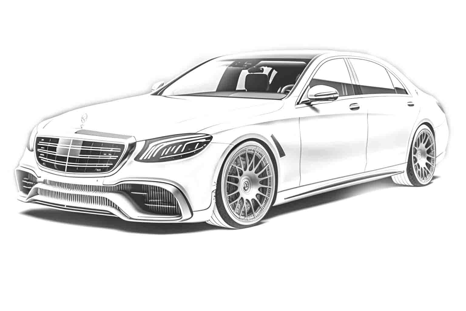Mercedes-Benz S-class AMG 2023 №4051. Раскраски машины по маркам. Мерседес.