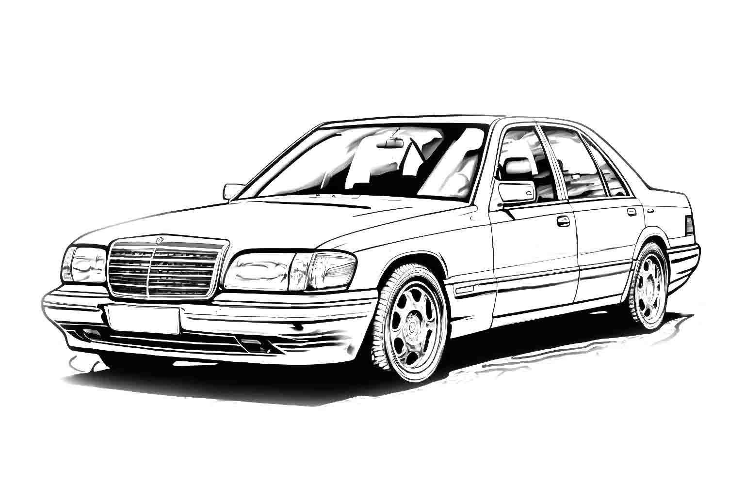 Mercedes-Benz S-class W-140 1993 №4031. Раскраски машины по маркам. Мерседес.