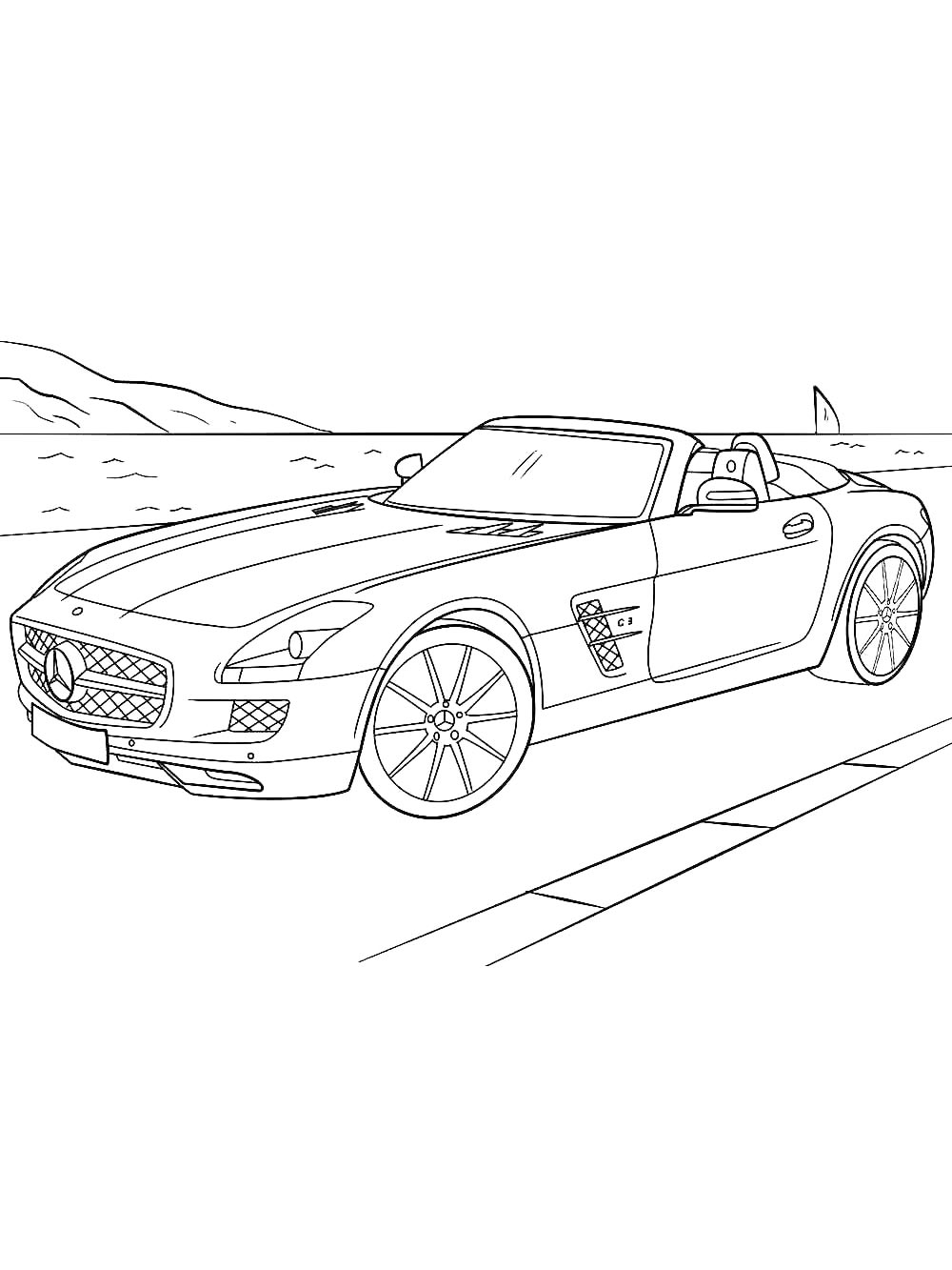 Купе Mercedes SLS AMG №4005. Раскраски машины по маркам. Мерседес.