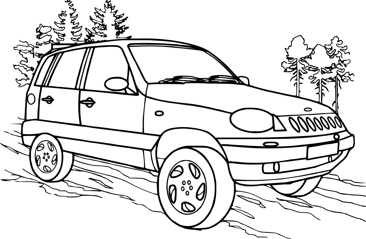 Раскраска «Автомобиль Нива Chevrolet №3599. Раскраски машины по маркам. Нива.