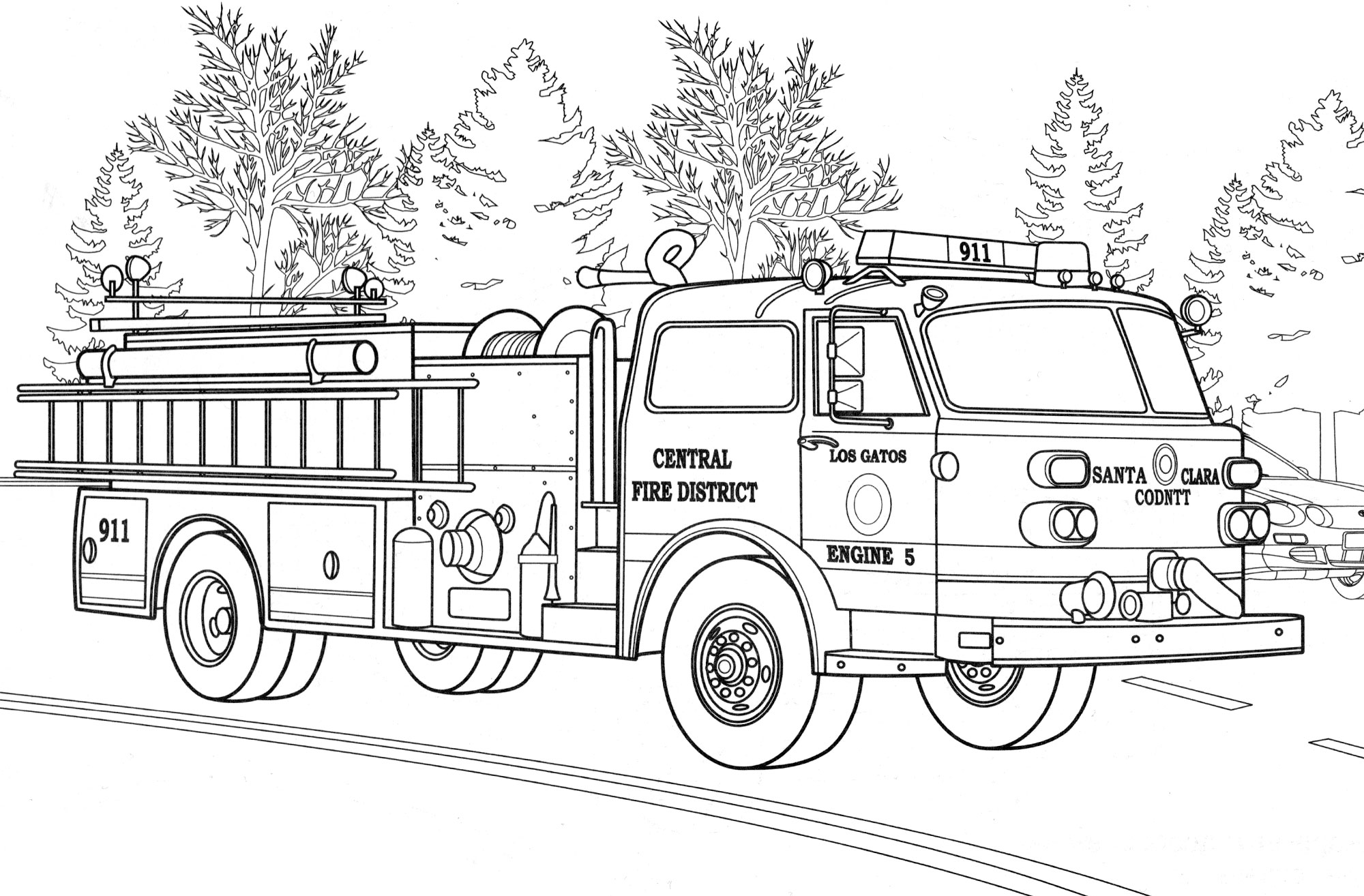 Пожарная машина American LaFrance №4305. Раскраски для мальчиков по категориям. Пожарные машины.