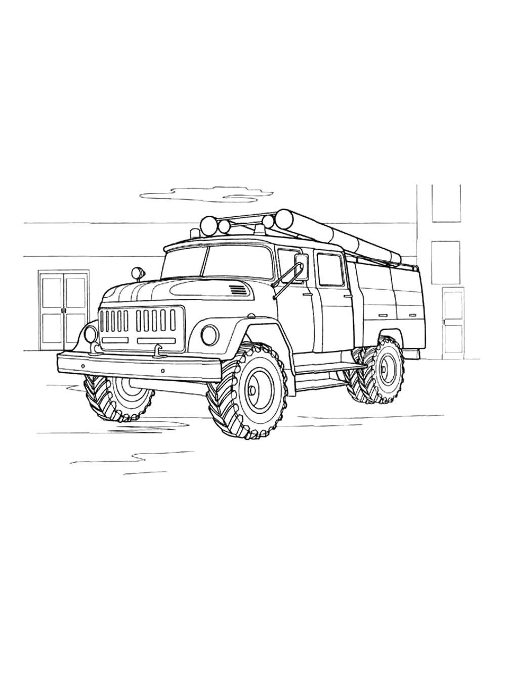 Пожарная машина для мальчиков №4379. Раскраски для мальчиков по категориям. Пожарные машины.