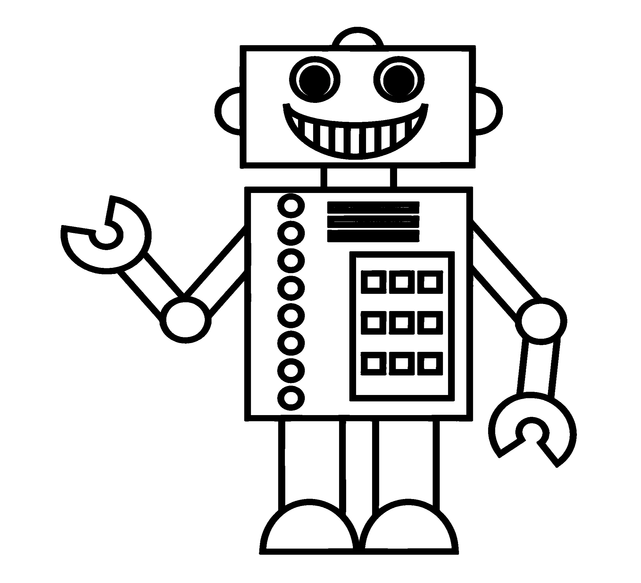 Раскраска Веселый робот №2950. Раскраски для мальчиков по категориям. Роботы.