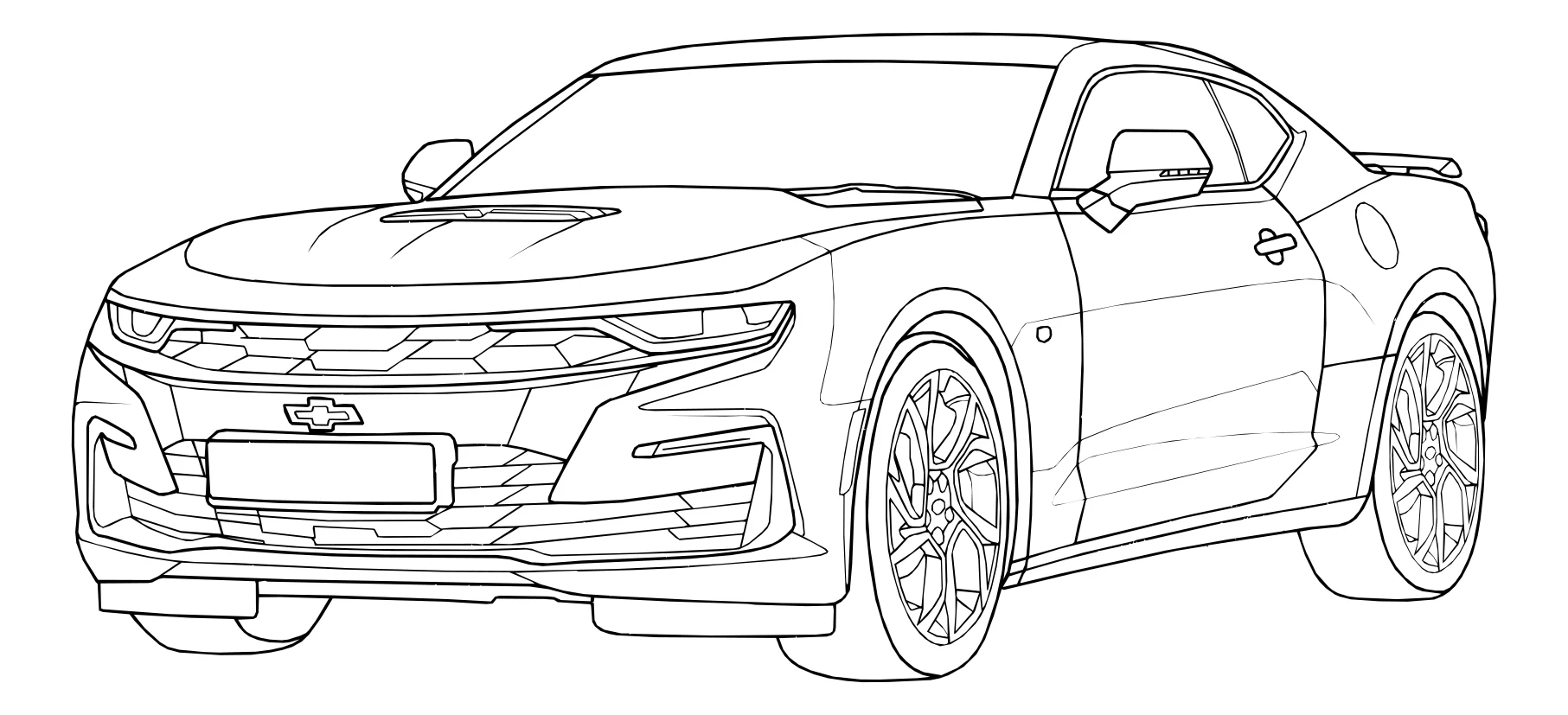 Шевроле камаро Chevrolet Camaro №3136. Раскраски машины по маркам. Шевроле Камаро Chevrolet Camaro.