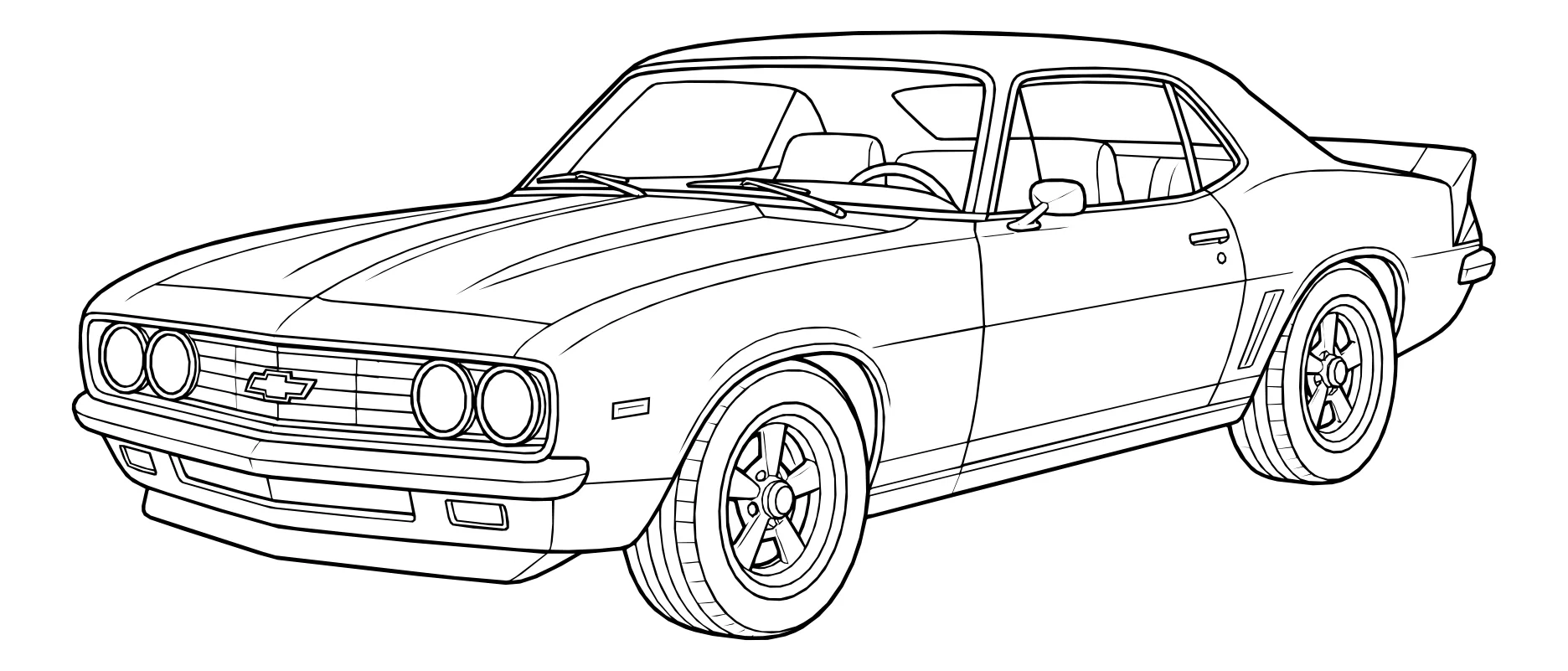 Шевроле камаро Chevrolet Camaro №3140. Раскраски машины по маркам. Шевроле Камаро Chevrolet Camaro.