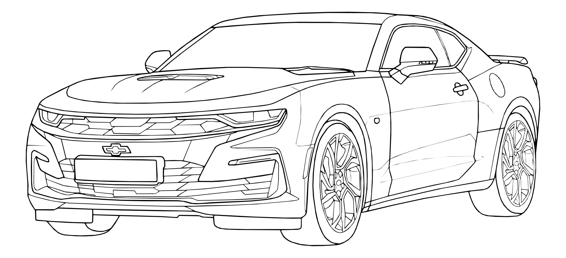 Шевроле камаро Chevrolet Camaro №3143. Раскраски машины по маркам. Шевроле Камаро Chevrolet Camaro.