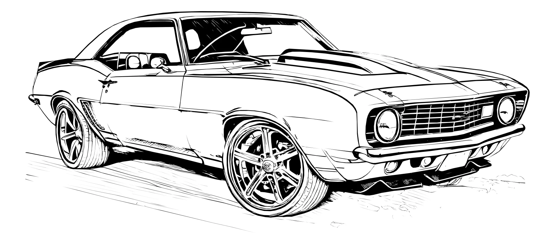 Шевроле Камаро ретро №3151. Раскраски машины по маркам. Шевроле Камаро Chevrolet Camaro.