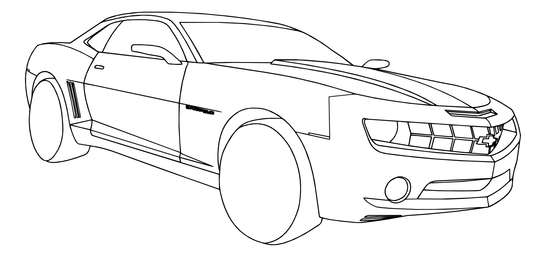 Шевроле Камаро простая №3157. Раскраски машины по маркам. Шевроле Камаро Chevrolet Camaro.