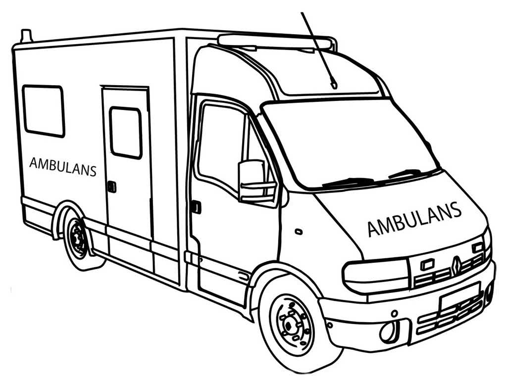 Грузовой фургон ambulance №4464. Раскраски для мальчиков по категориям. Машины скорой помощи.