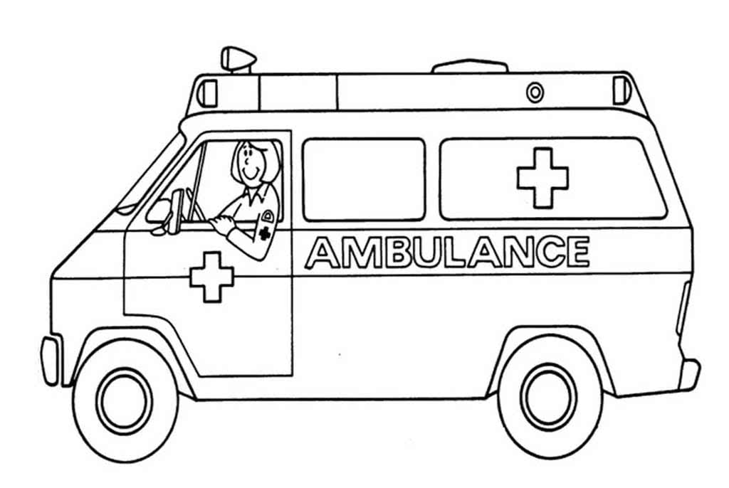 Ambulance с врачом №4473. Раскраски для мальчиков по категориям. Машины скорой помощи.