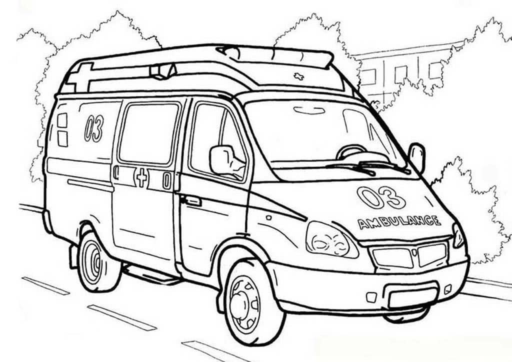 Скорая ambulance 03 №4465. Раскраски для мальчиков по категориям. Машины скорой помощи.