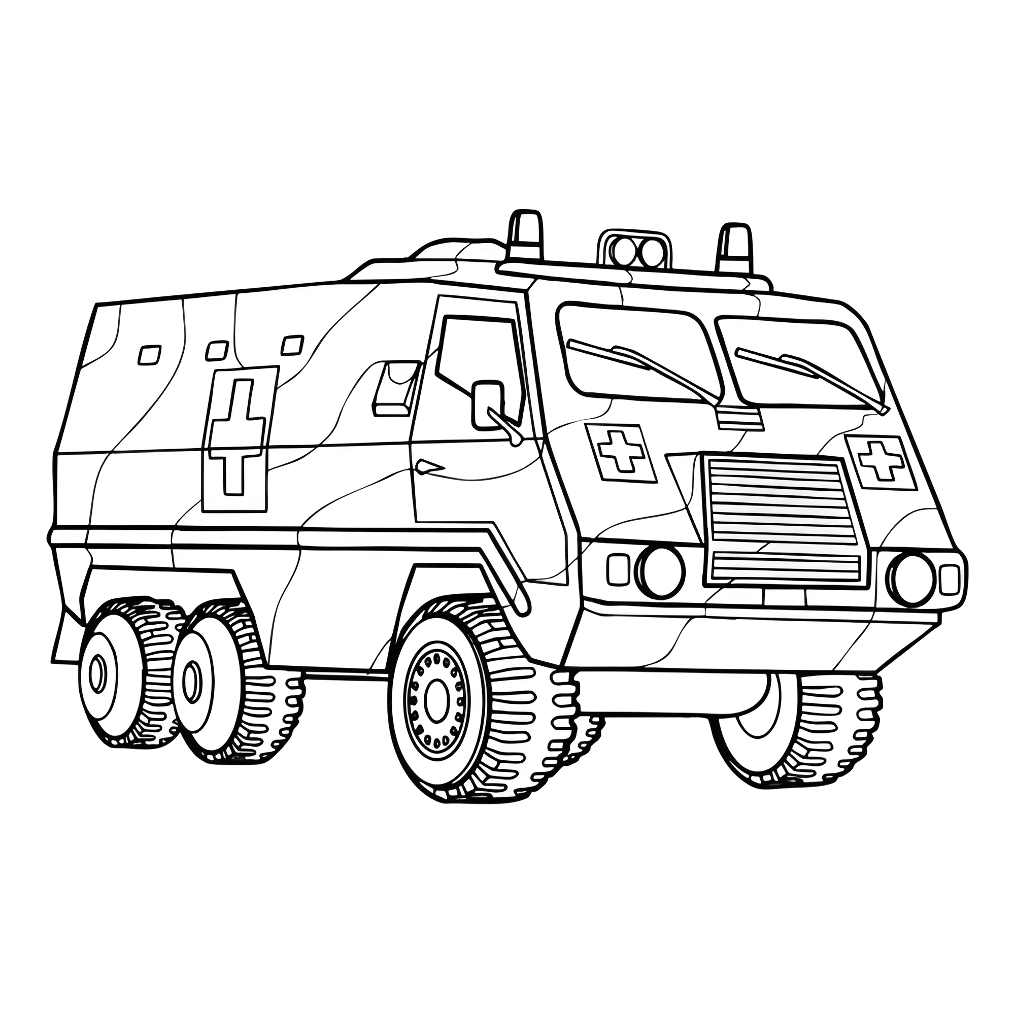 Военная скорая помощь №4419. Раскраски для мальчиков по категориям. Машины скорой помощи.