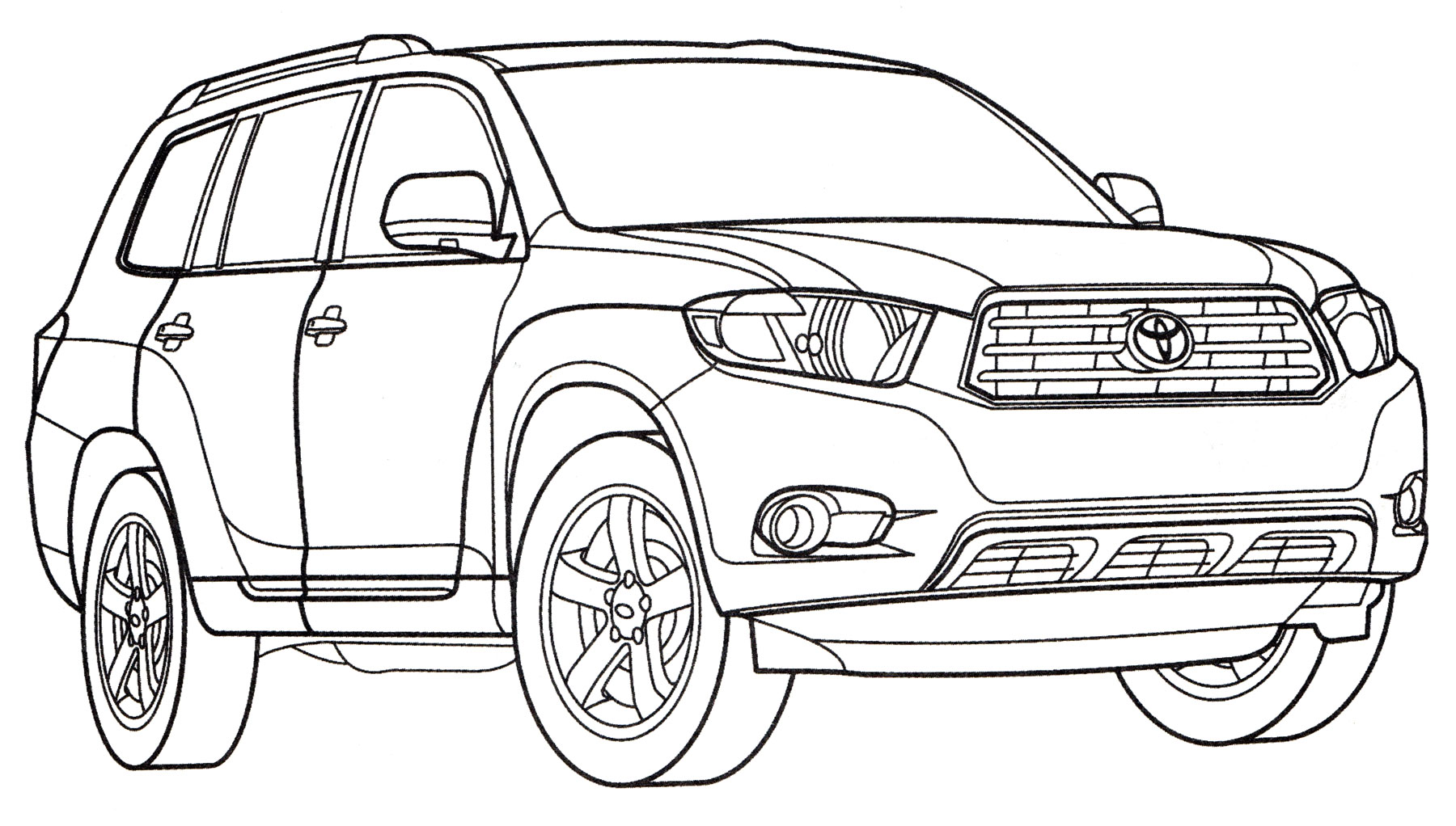 Toyota Highlander №4195. Раскраски машины по маркам. Тойота (Toyota).