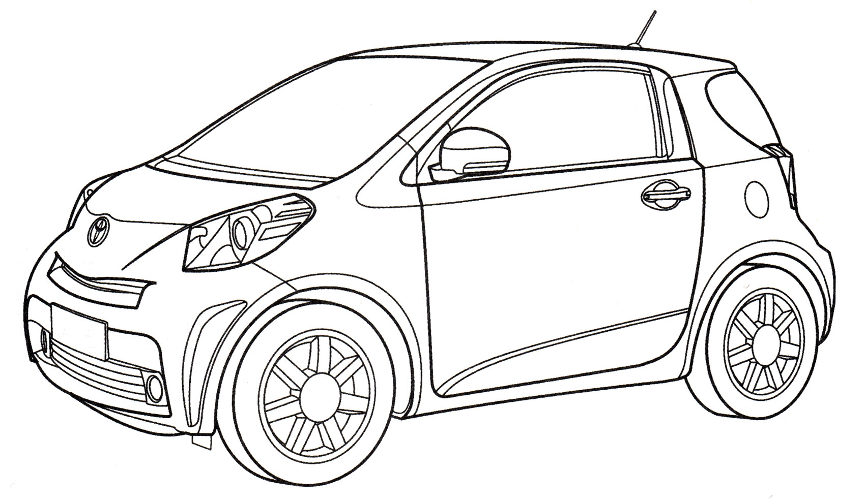 Toyota iQ №4197. Раскраски машины по маркам. Тойота (Toyota).